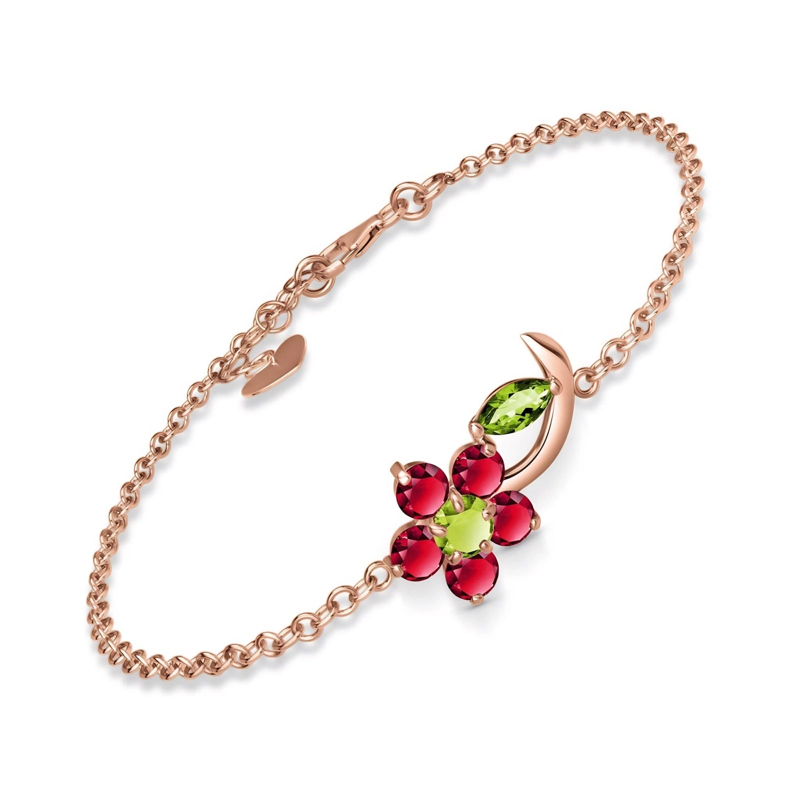 Rose Gold Peridot & Ruby — Mariagraziella