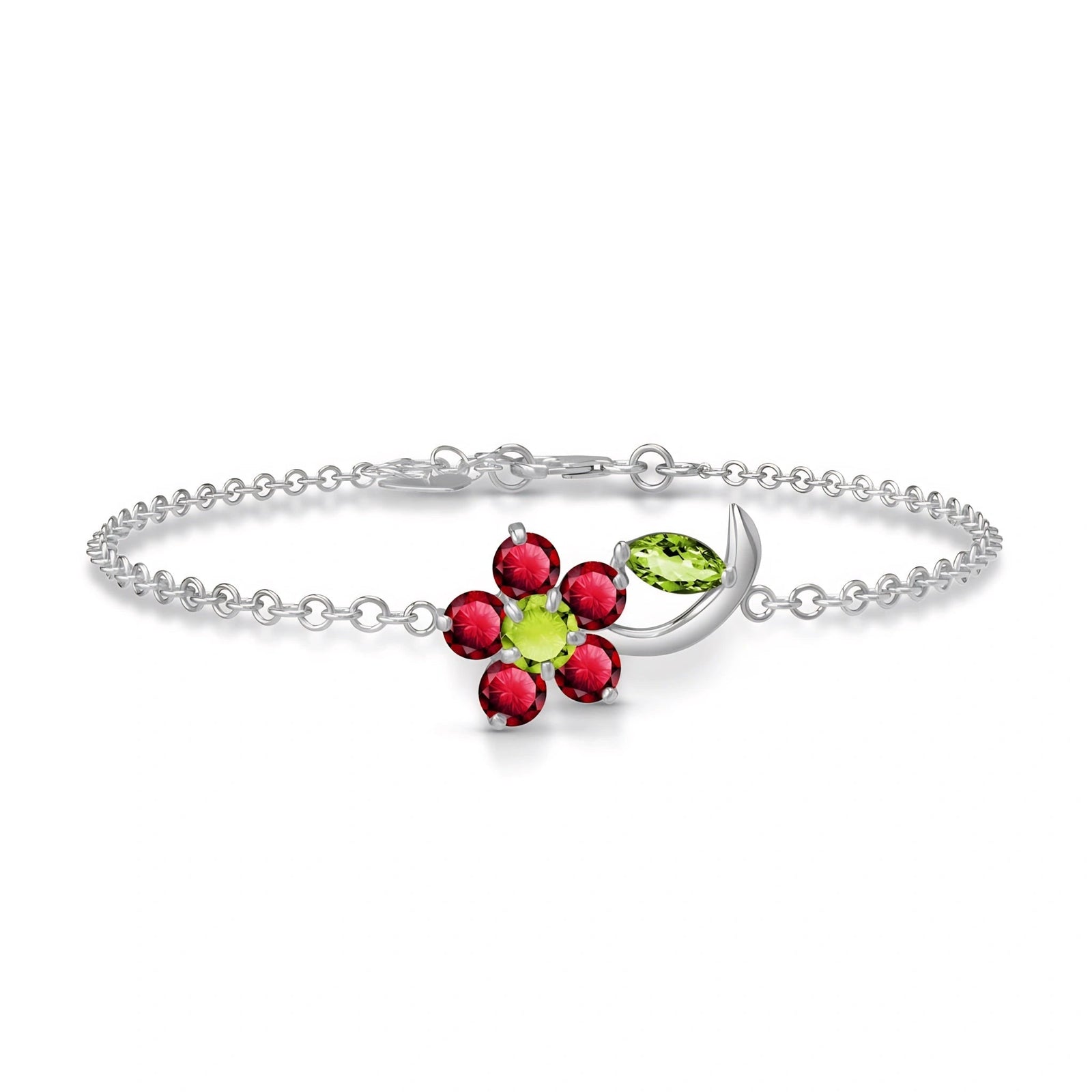 White Gold Peridot & Ruby — Mariagraziella