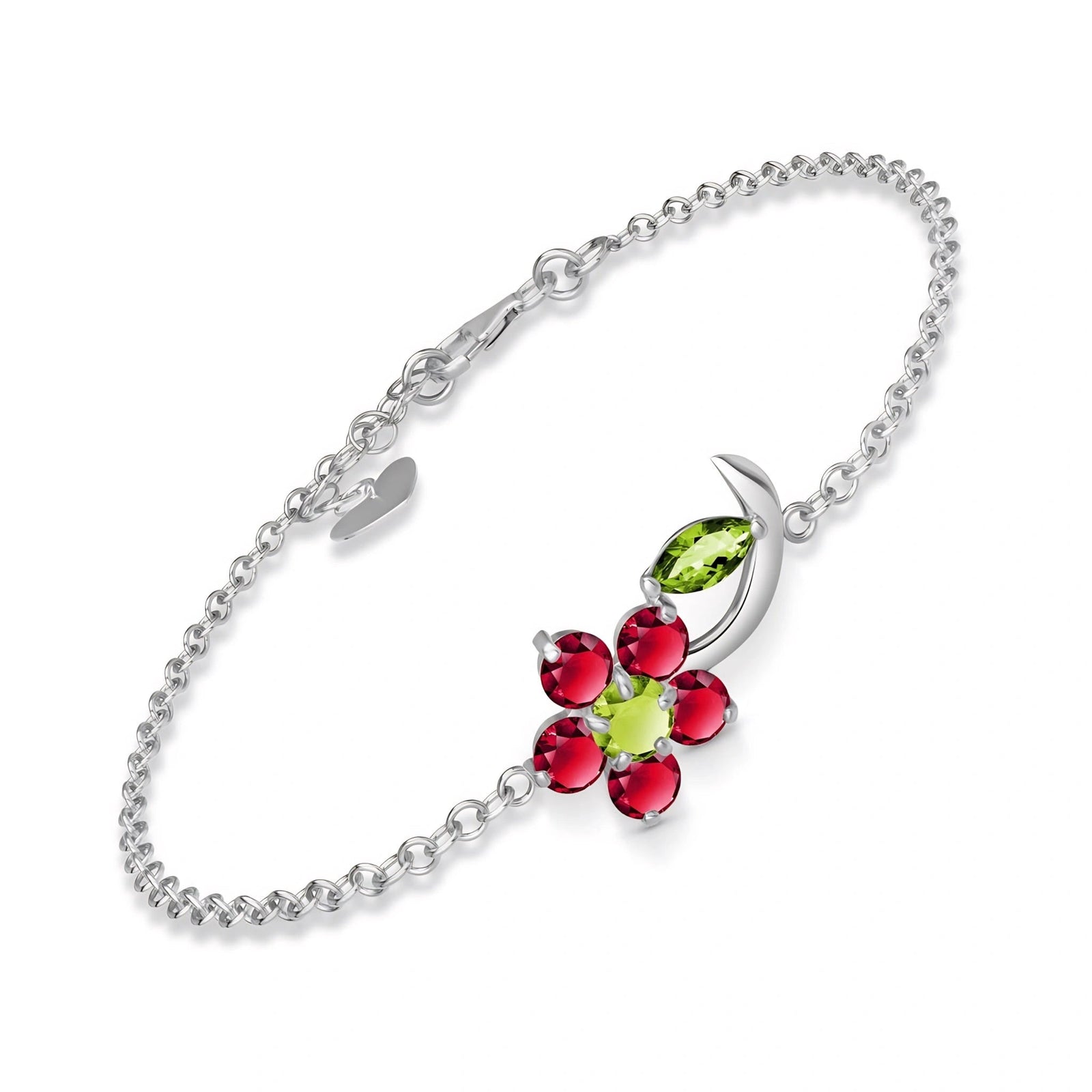 White Gold Peridot & Ruby — Mariagraziella