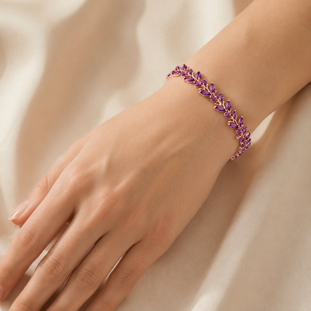 Rose Gold Celeste Bracelet Amethyst 10K — Elide