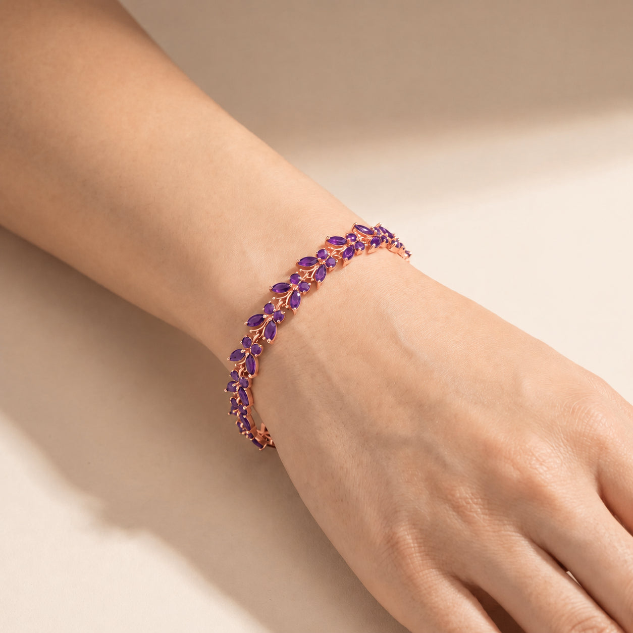 Rose Gold Celeste Bracelet Amethyst 10K — Elide