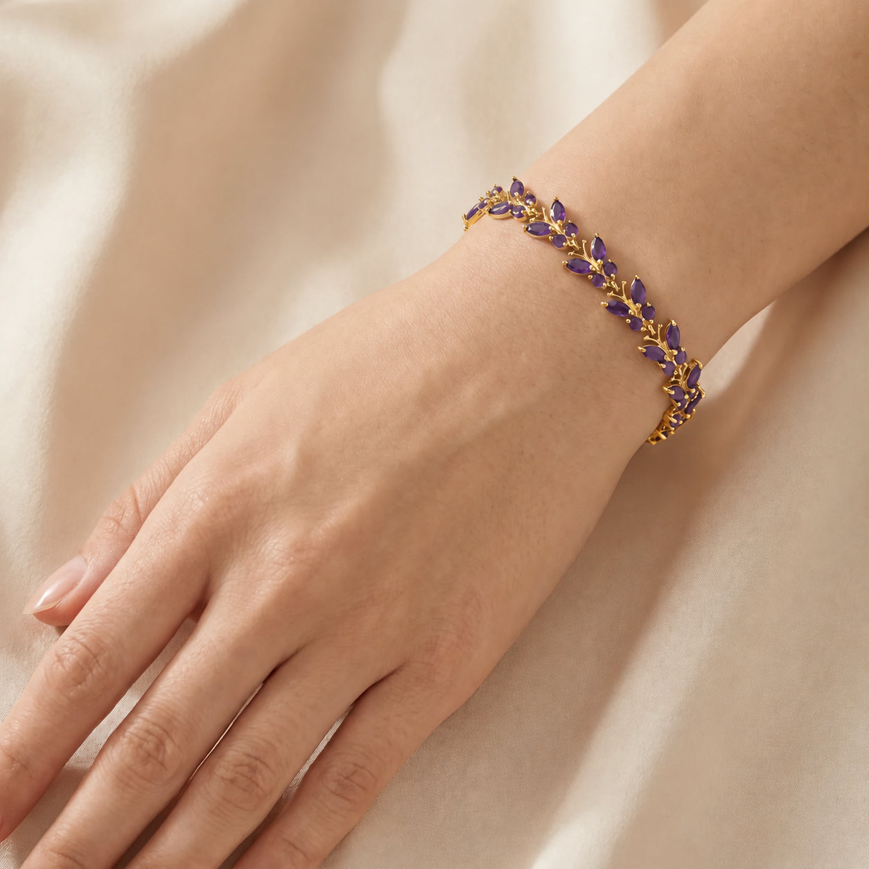 Yellow Gold Celeste Bracelet Amethyst 10K — Elide