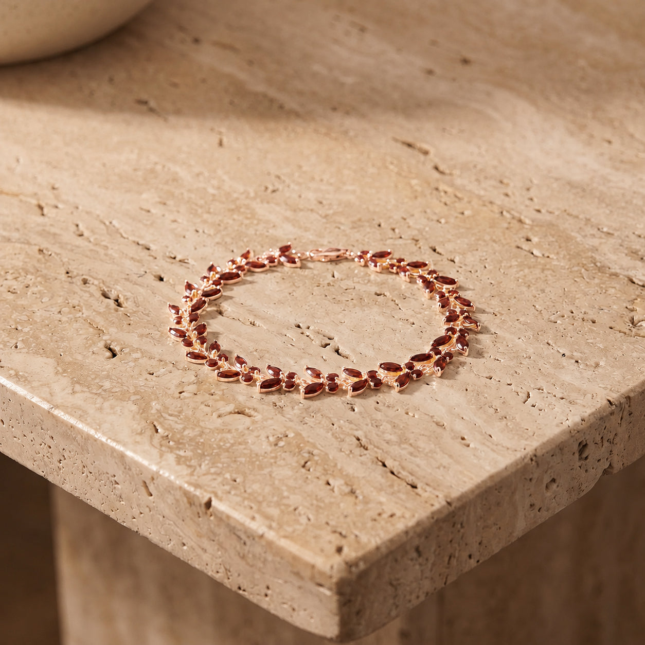 Rose Gold Celeste Bracelet Garnet 10K — Elide