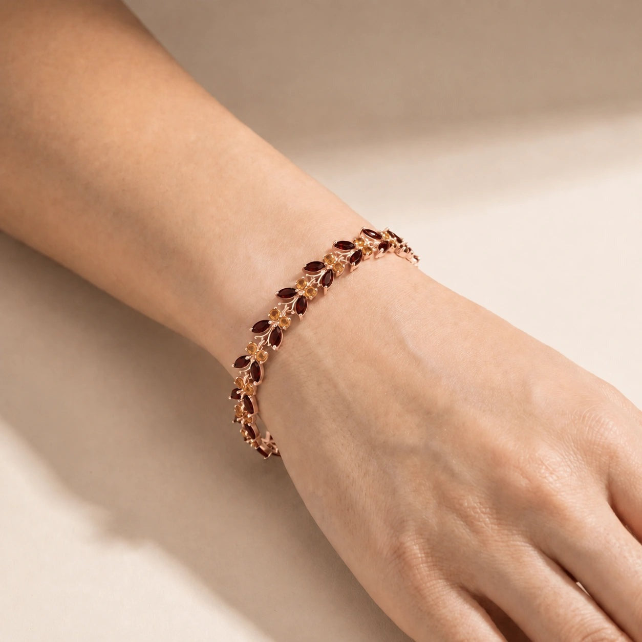 Rose Gold Celeste Bracelet Garnet 10K — Elide