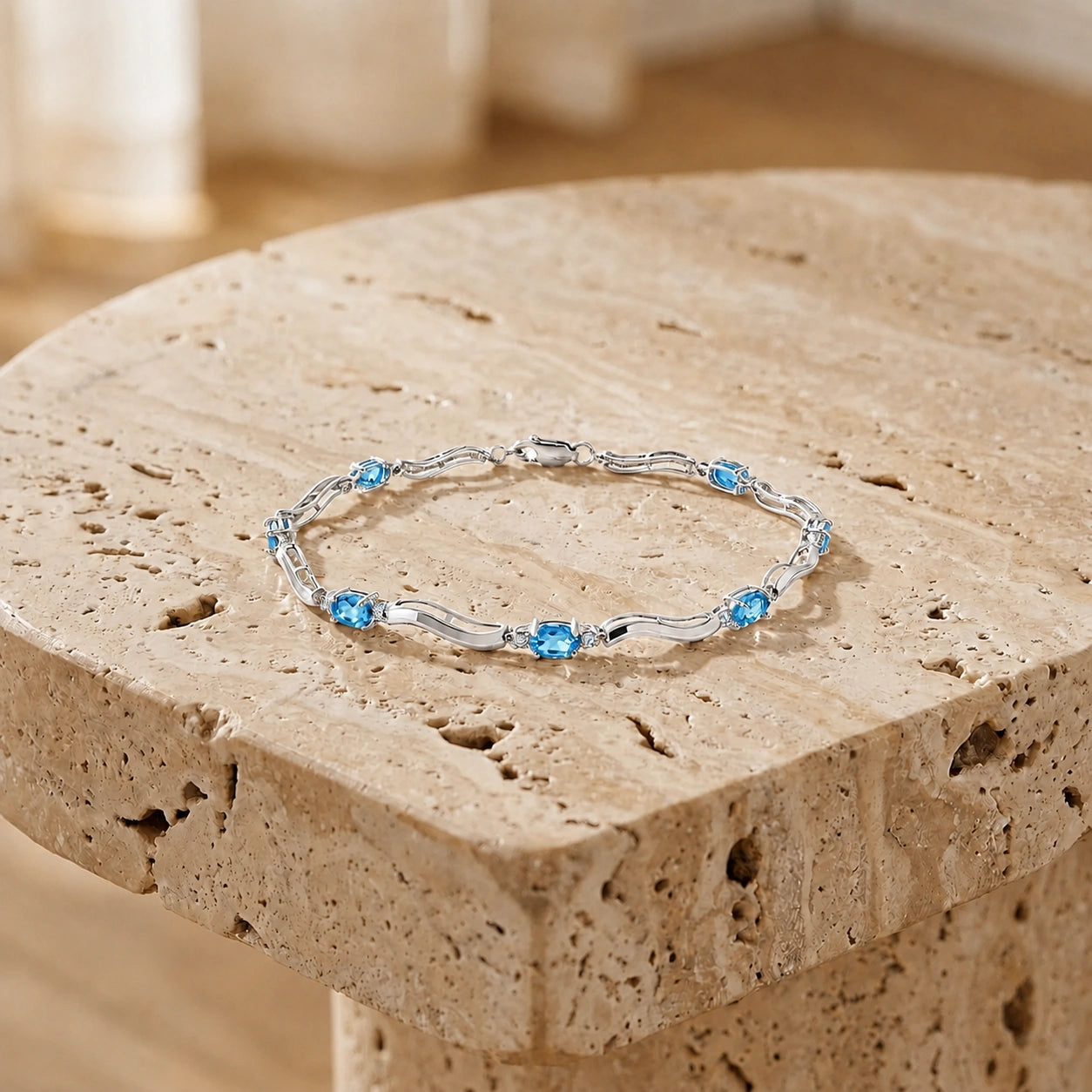 White Gold Reverie Bracelet Blue Topaz 10K — Elvira