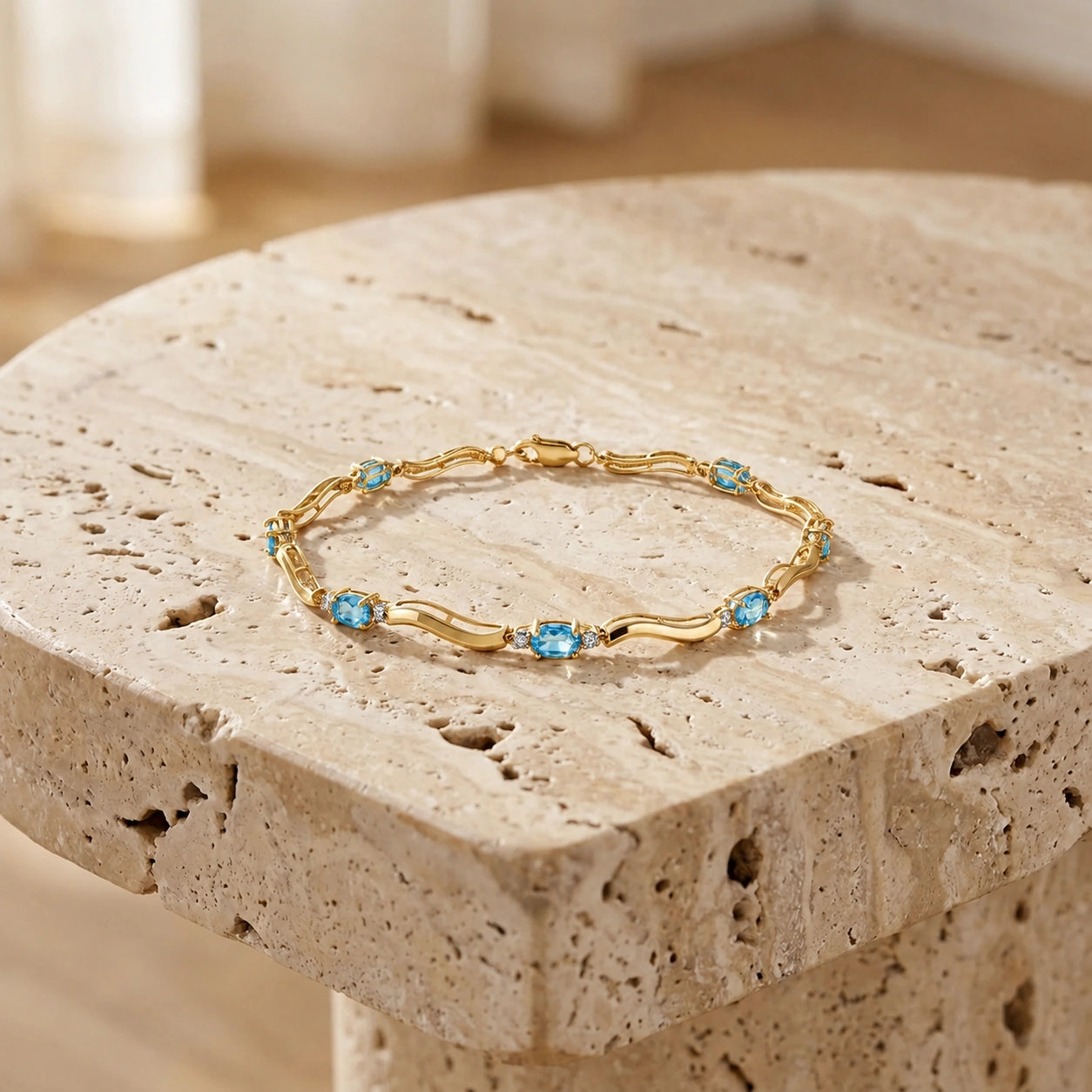 Yellow Gold Reverie Bracelet Blue Topaz 10K — Elvira