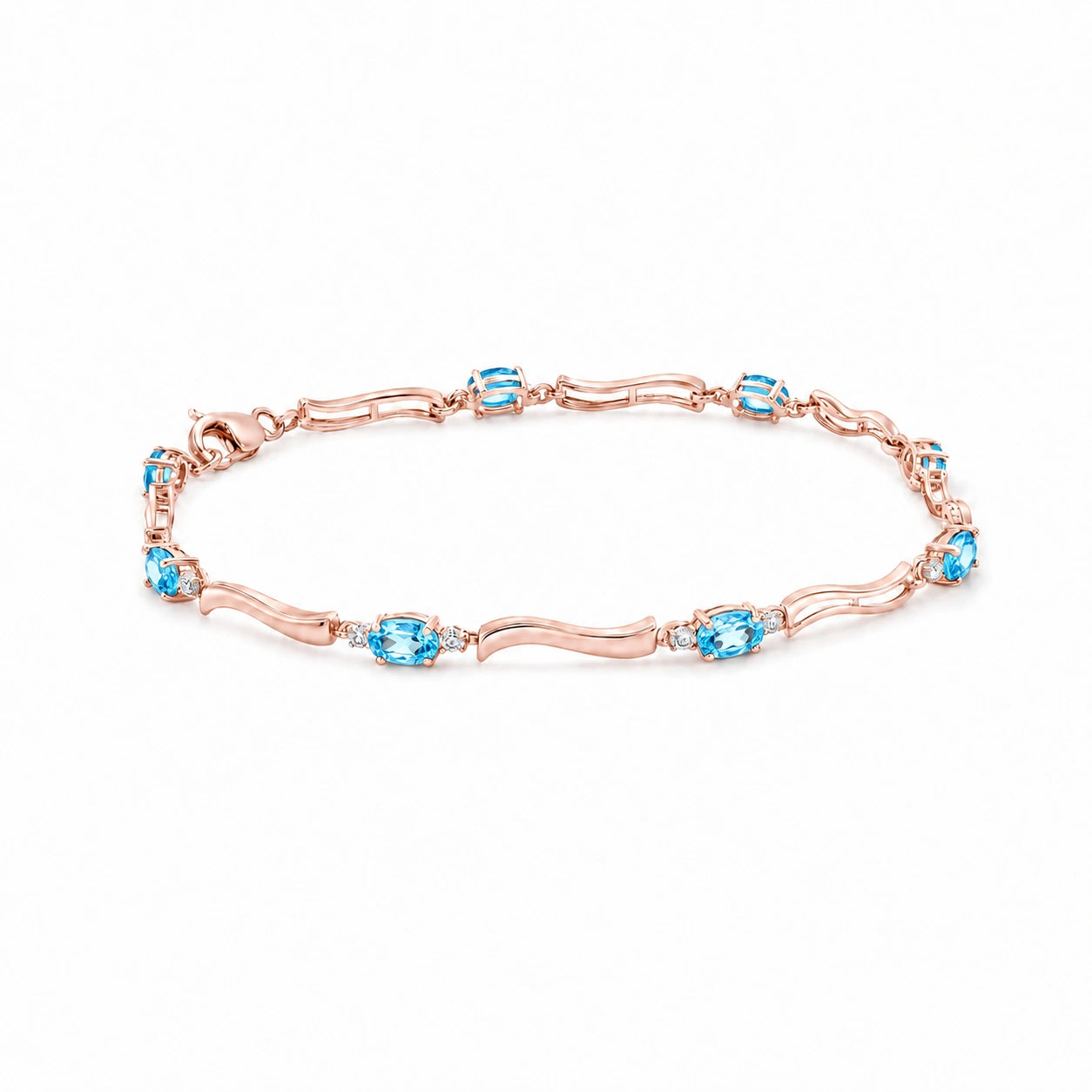 Rose Gold Blue Topaz & Diamond — Mariaguendalina