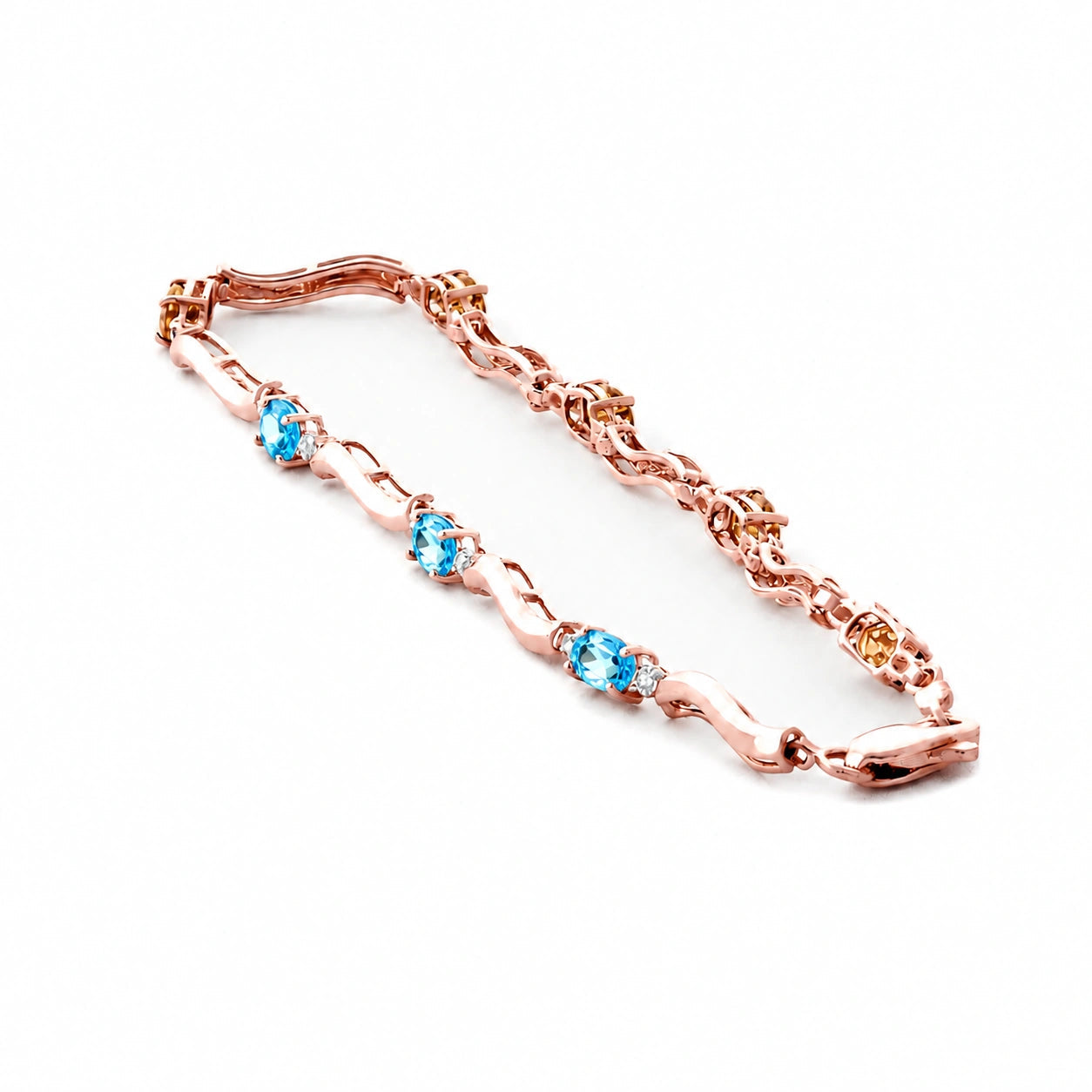 Rose Gold Blue Topaz & Diamond — Mariaguendalina