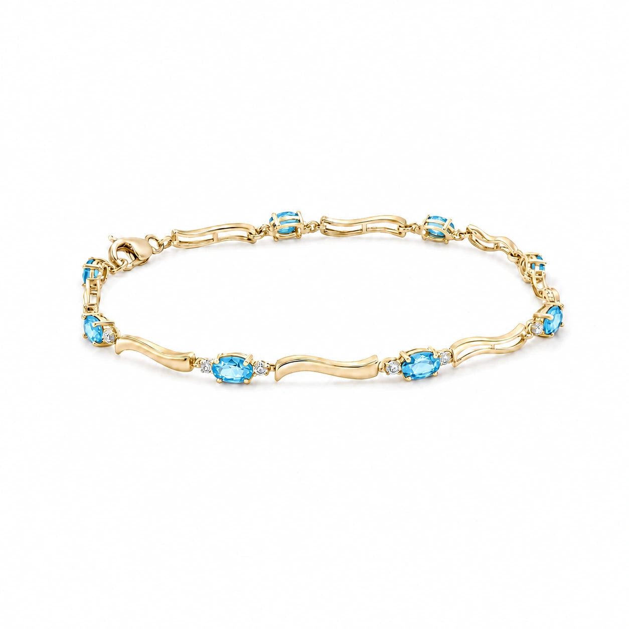 Yellow Gold Blue Topaz & Diamond — Mariaguendalina
