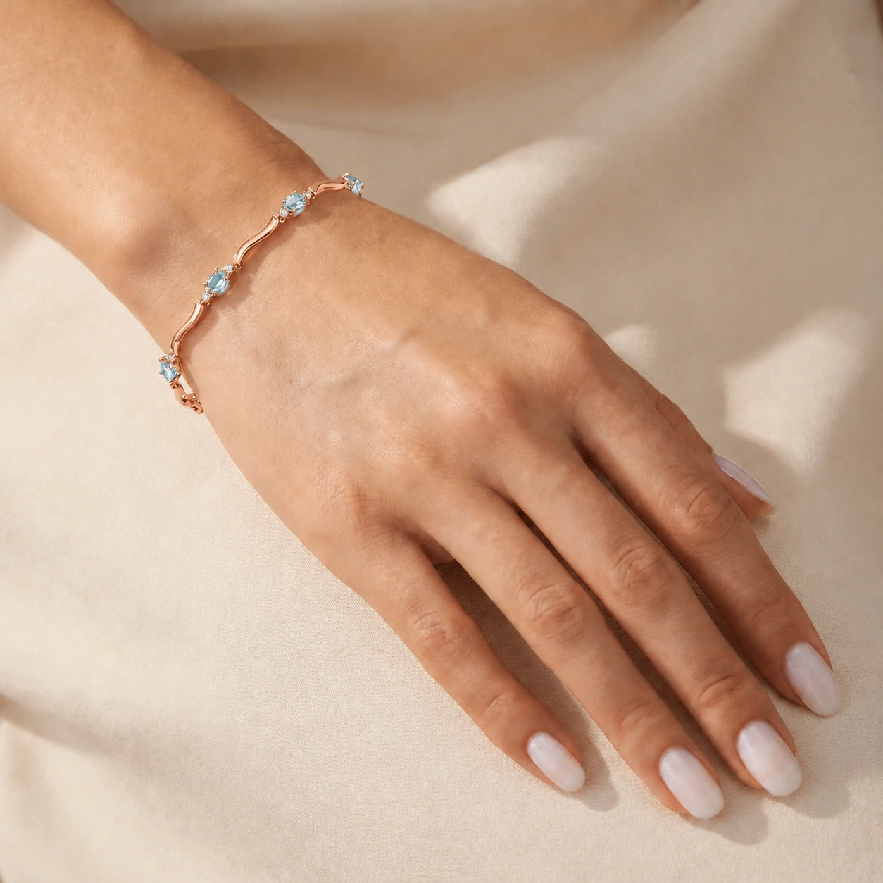 Rose Gold Reverie Bracelet Aquamarine 10K — Elvira