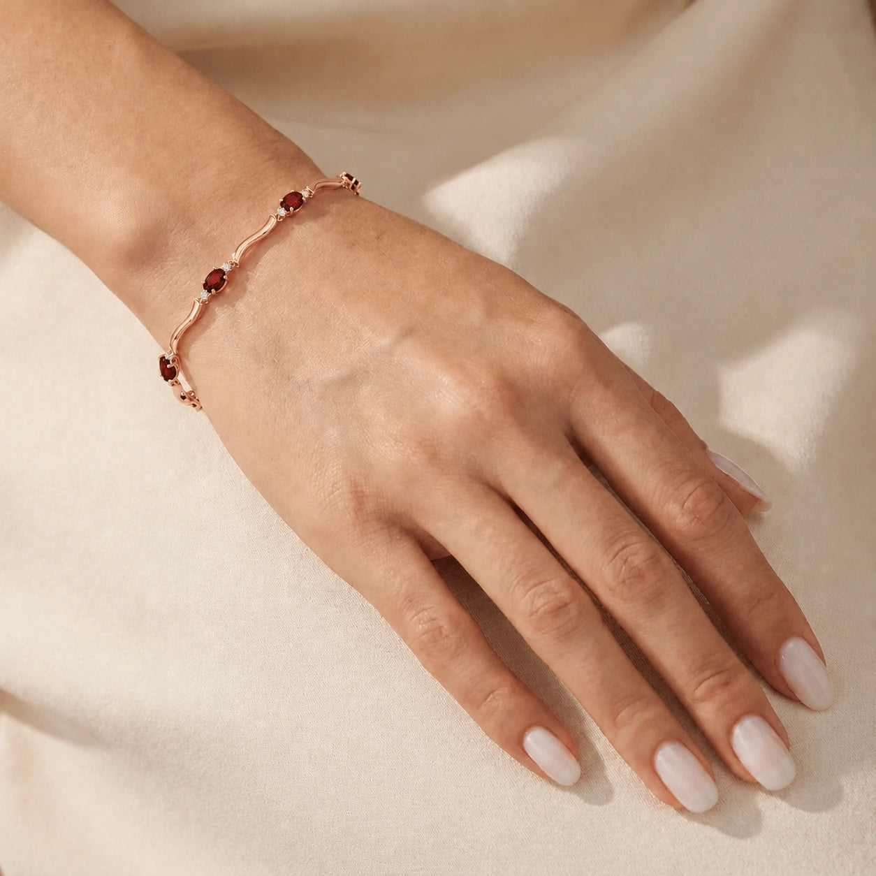 Rose Gold Reverie Bracelet Garnet 10K — Elvira