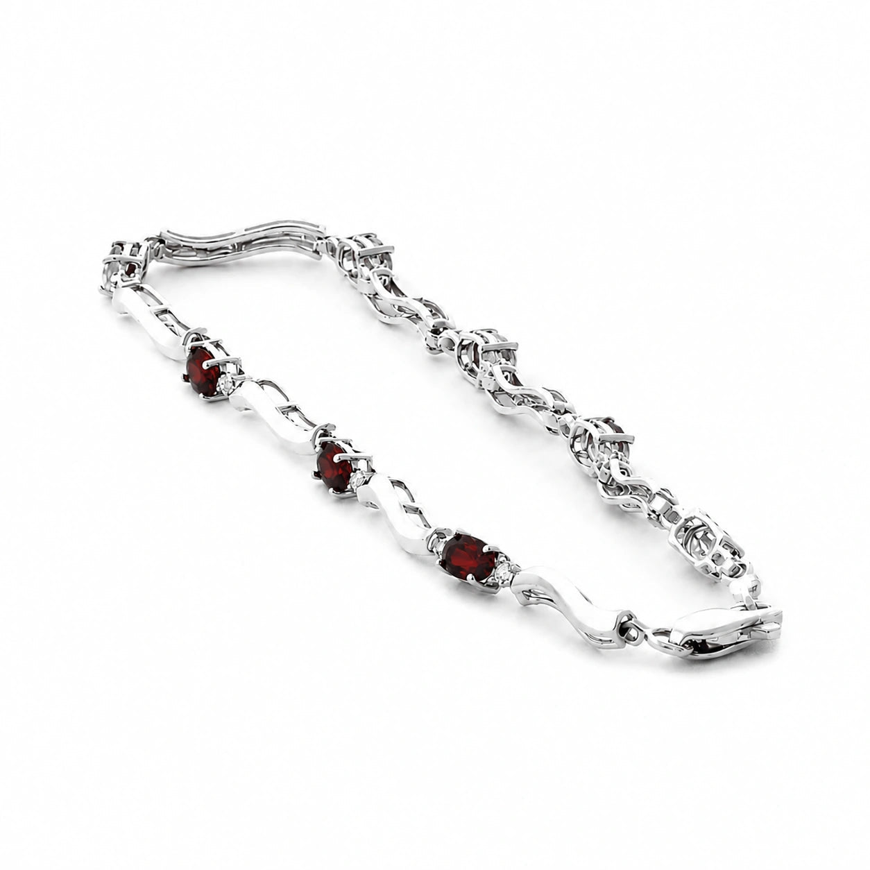 White Gold Reverie Bracelet Garnet 10K — Elvira