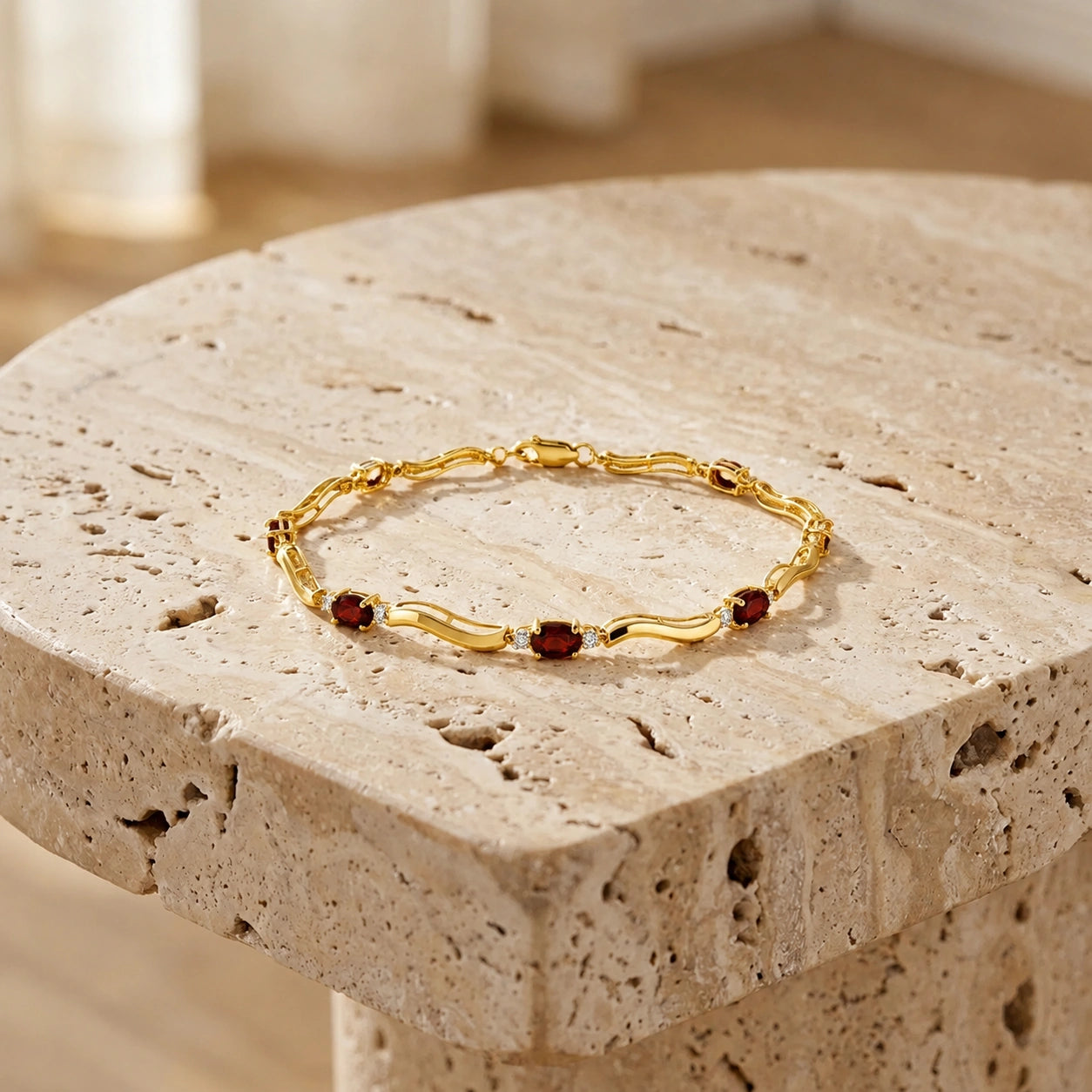 Yellow Gold Reverie Bracelet Garnet 10K — Elvira