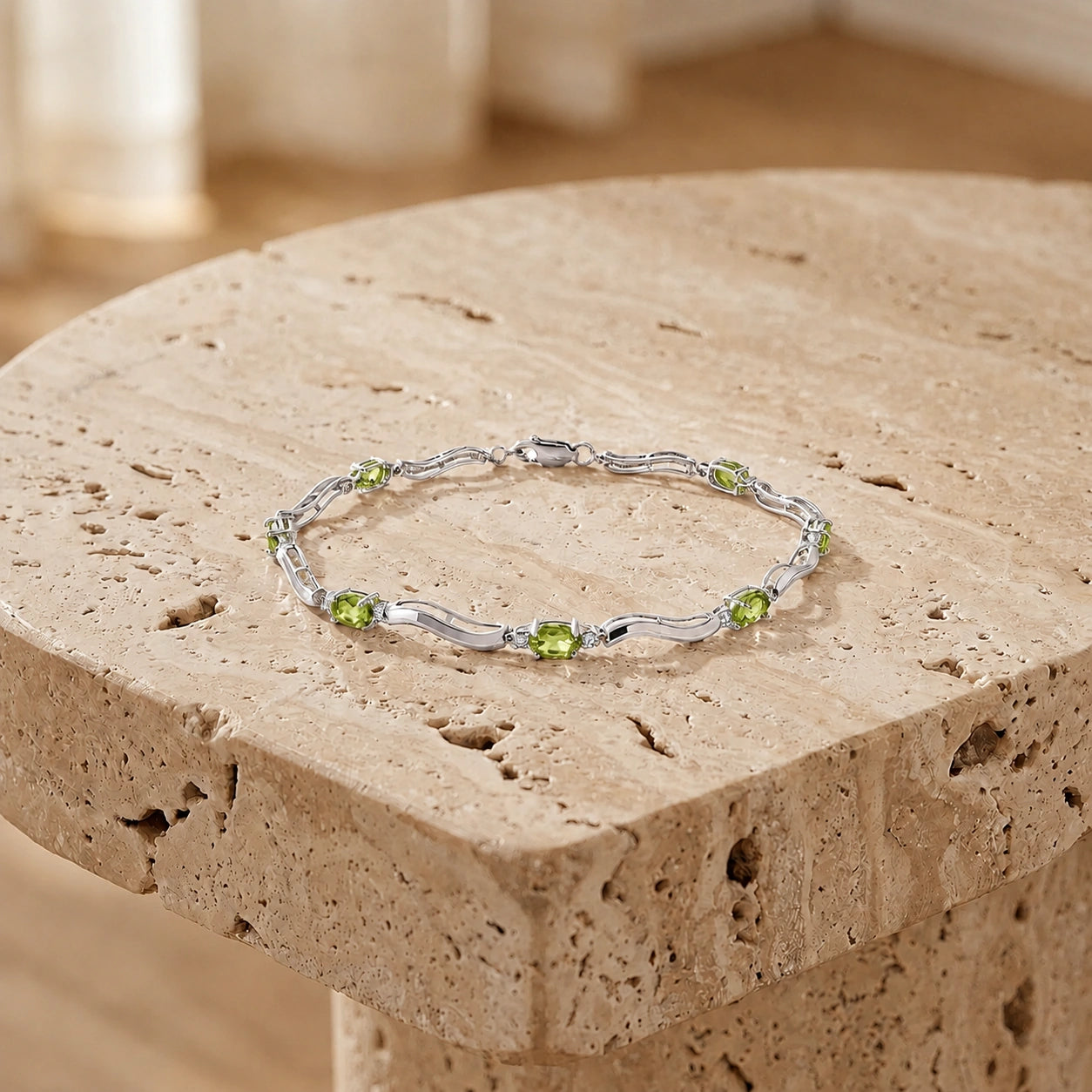 White Gold Reverie Bracelet Peridot 10K — Elvira