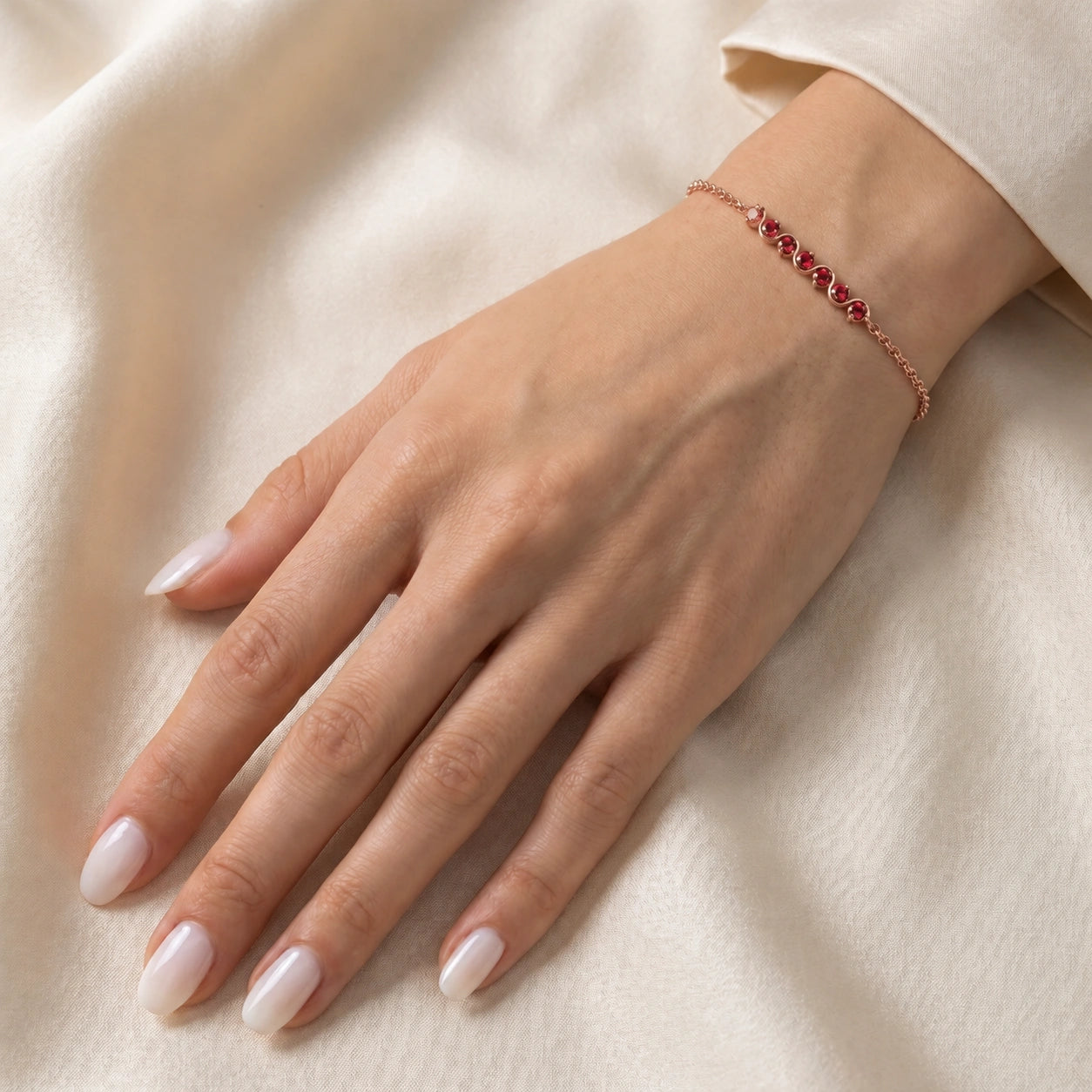 Rose Gold Bracelet Ruby 10K — Isolina