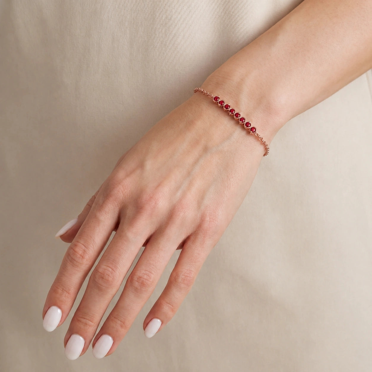 Rose Gold Bracelet Ruby 10K — Isolina