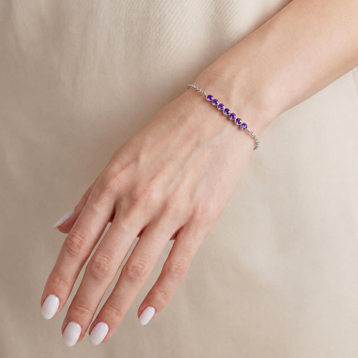White Gold Bracelet Ruby 10K — Isolina