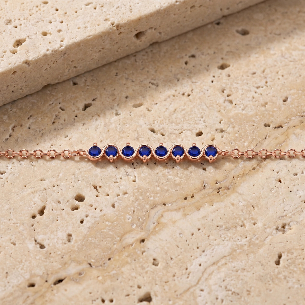 Rose Gold Bracelet Sapphire 10K — Isolina