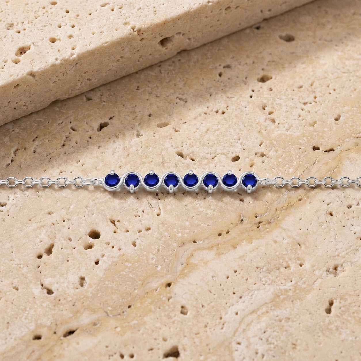 White Gold Bracelet Sapphire 10K — Isolina