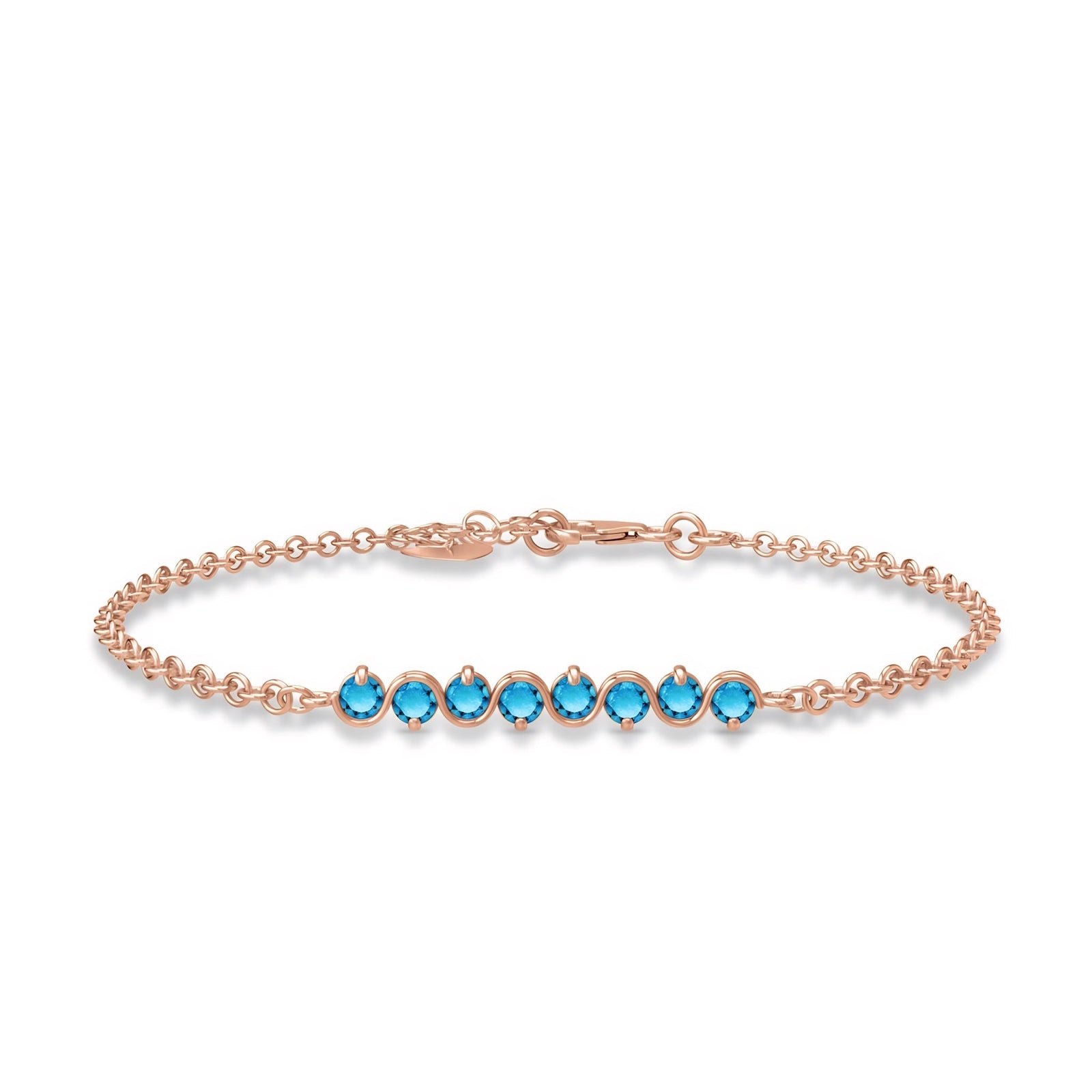 Rose Gold Bracelet Blue Topaz 10K — Isolina