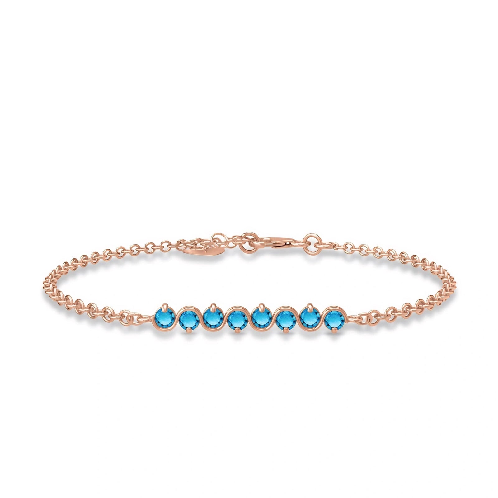 Rose Gold Bracelet Blue Topaz 10K — Isolina