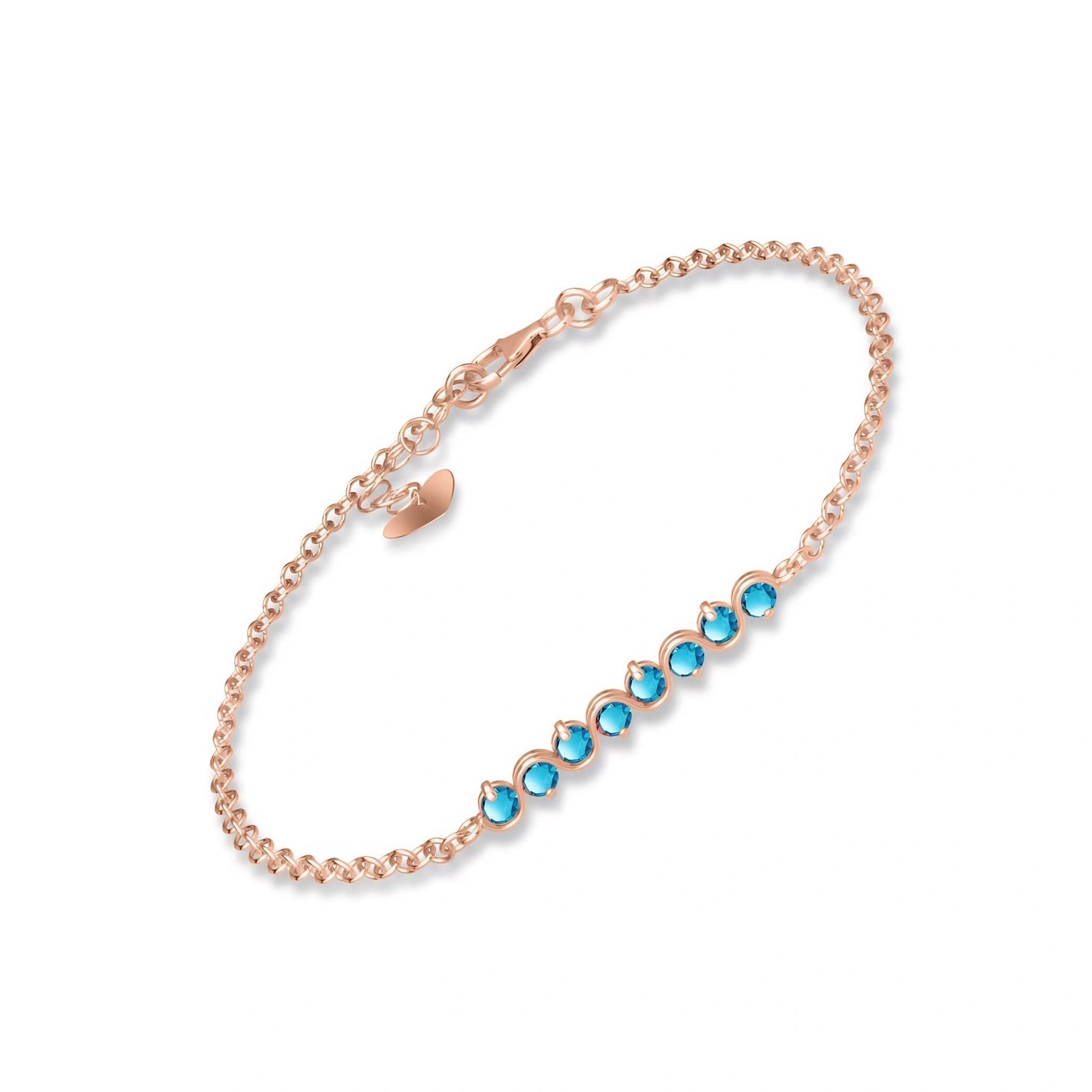 Rose Gold Bracelet Blue Topaz 10K — Isolina