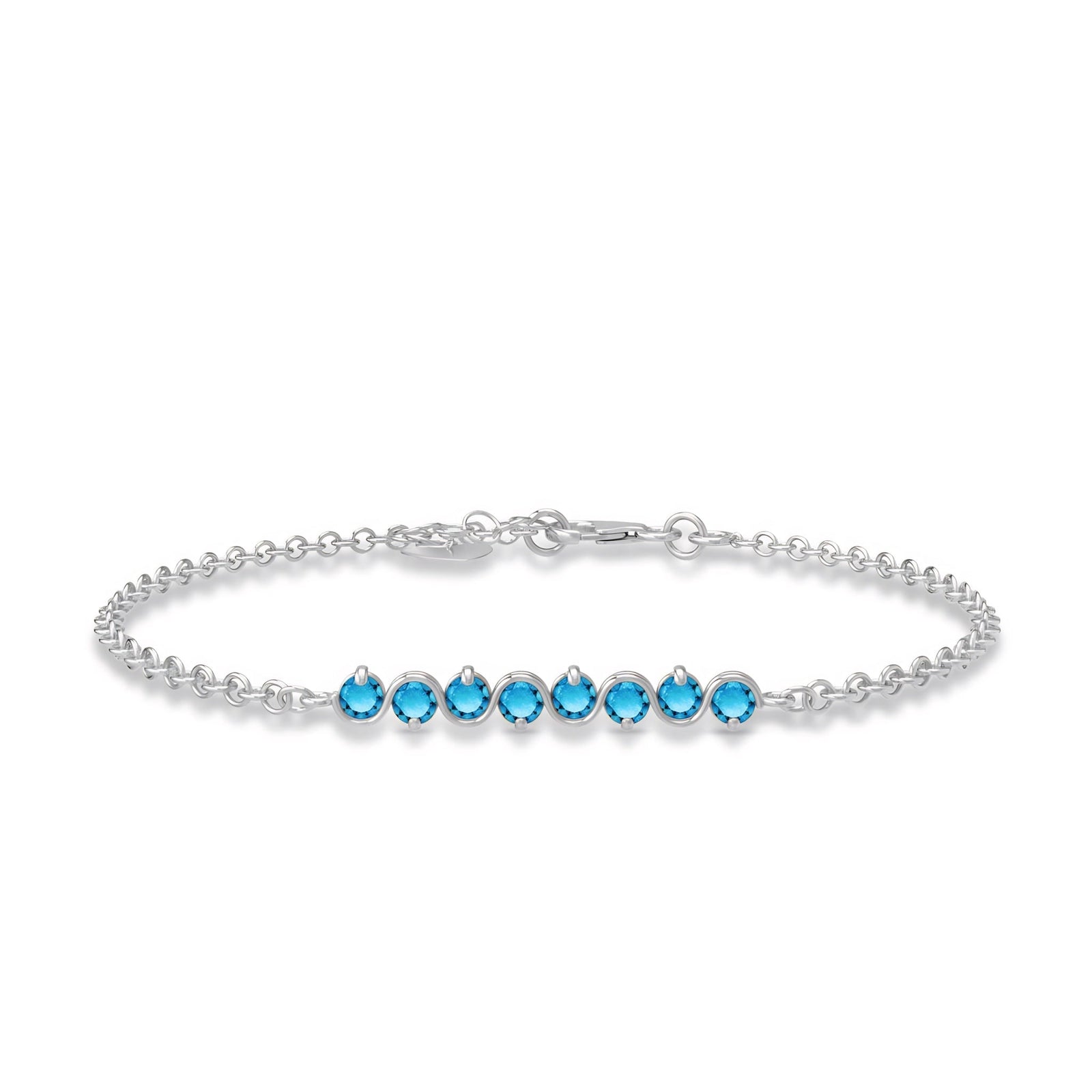 White Gold Bracelet Blue Topaz 10K — Isolina