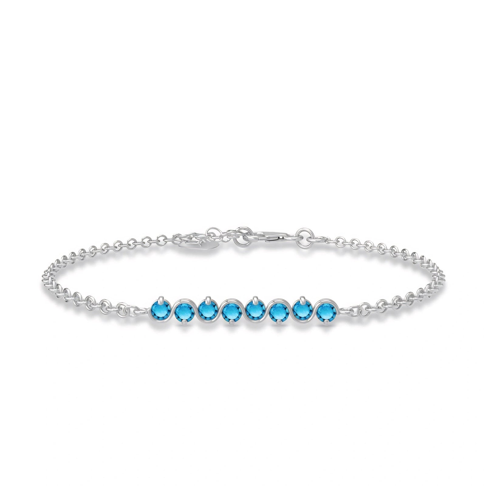 White Gold Bracelet Blue Topaz 10K — Isolina