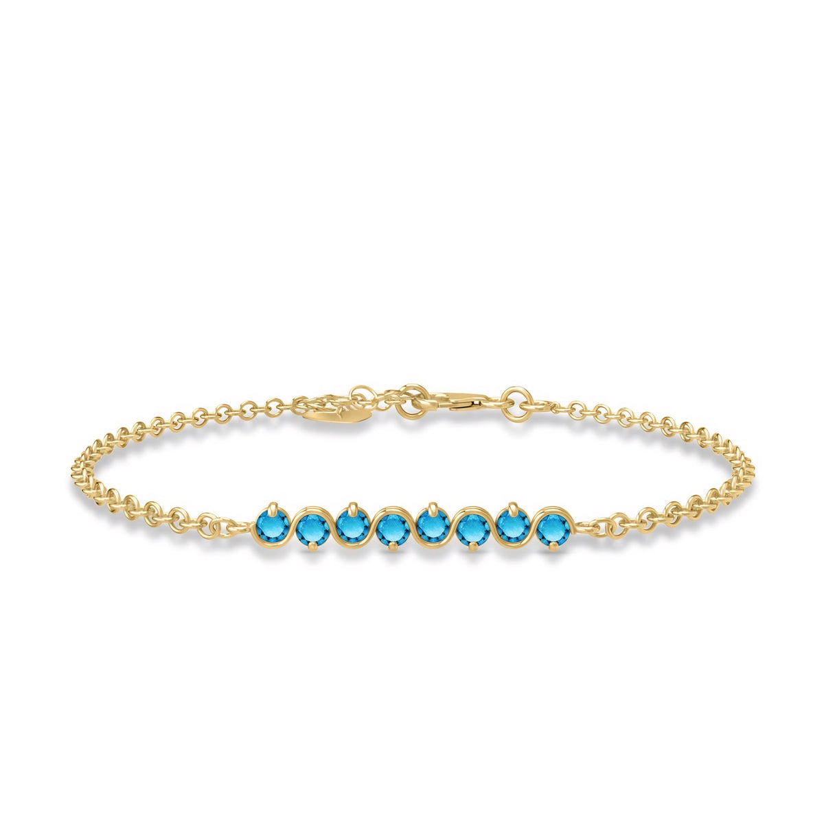 Yellow Gold Bracelet Blue Topaz 10K — Isolina