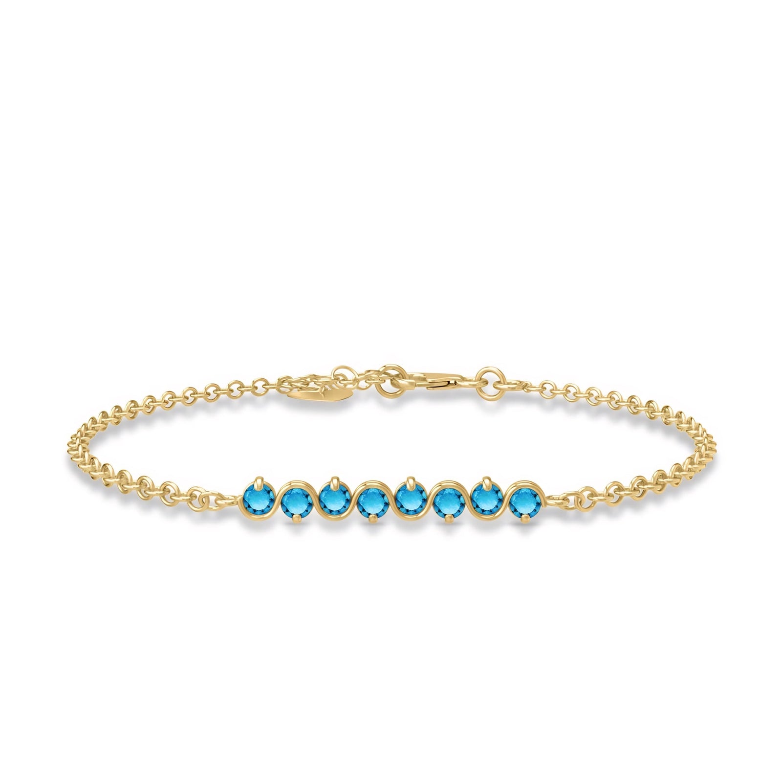 Yellow Gold Bracelet Blue Topaz 10K — Isolina