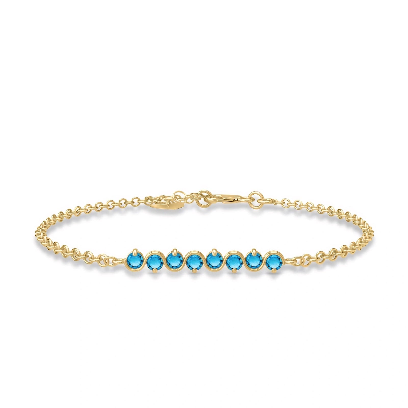 Yellow Gold Bracelet Blue Topaz 10K — Isolina