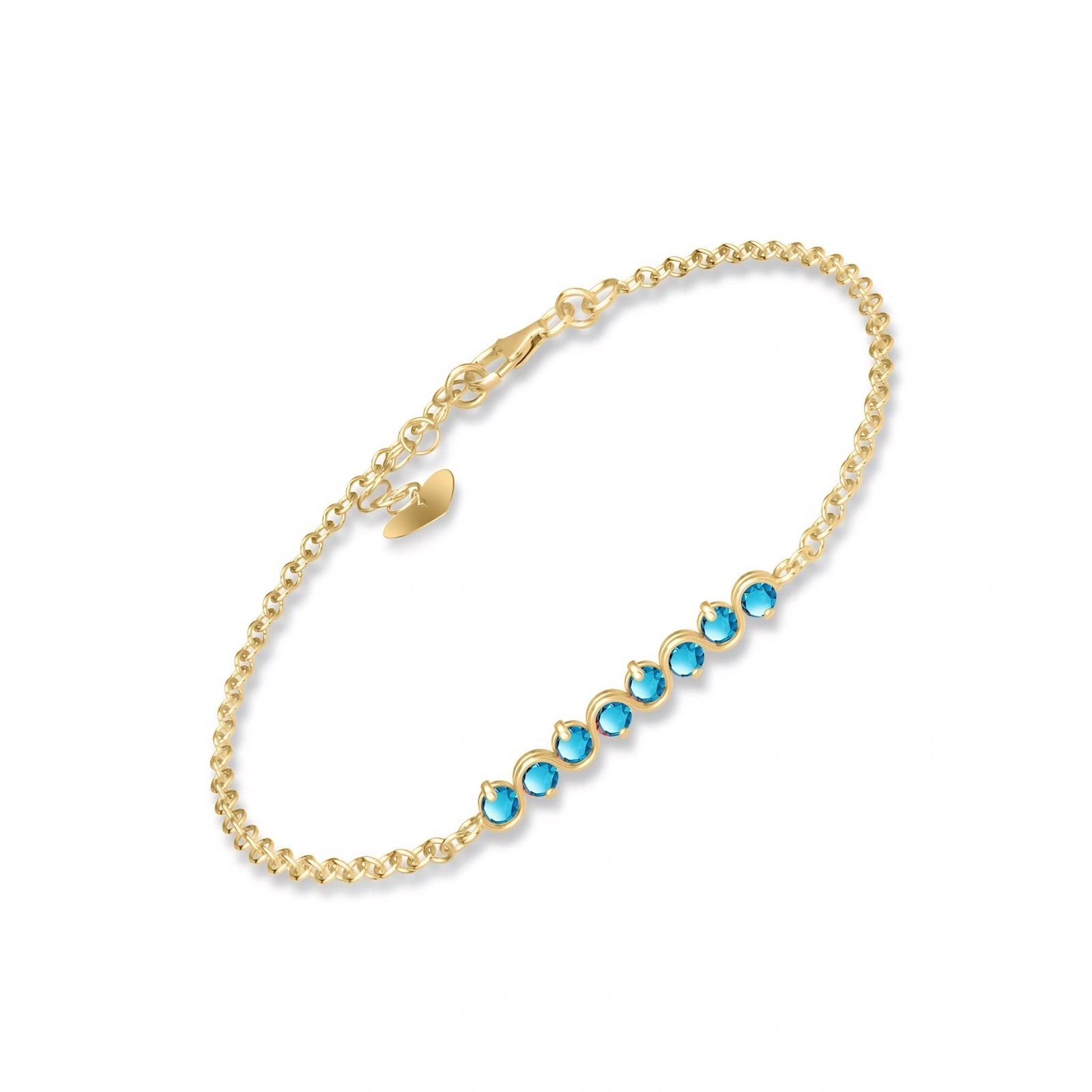 Yellow Gold Bracelet Blue Topaz 10K — Isolina