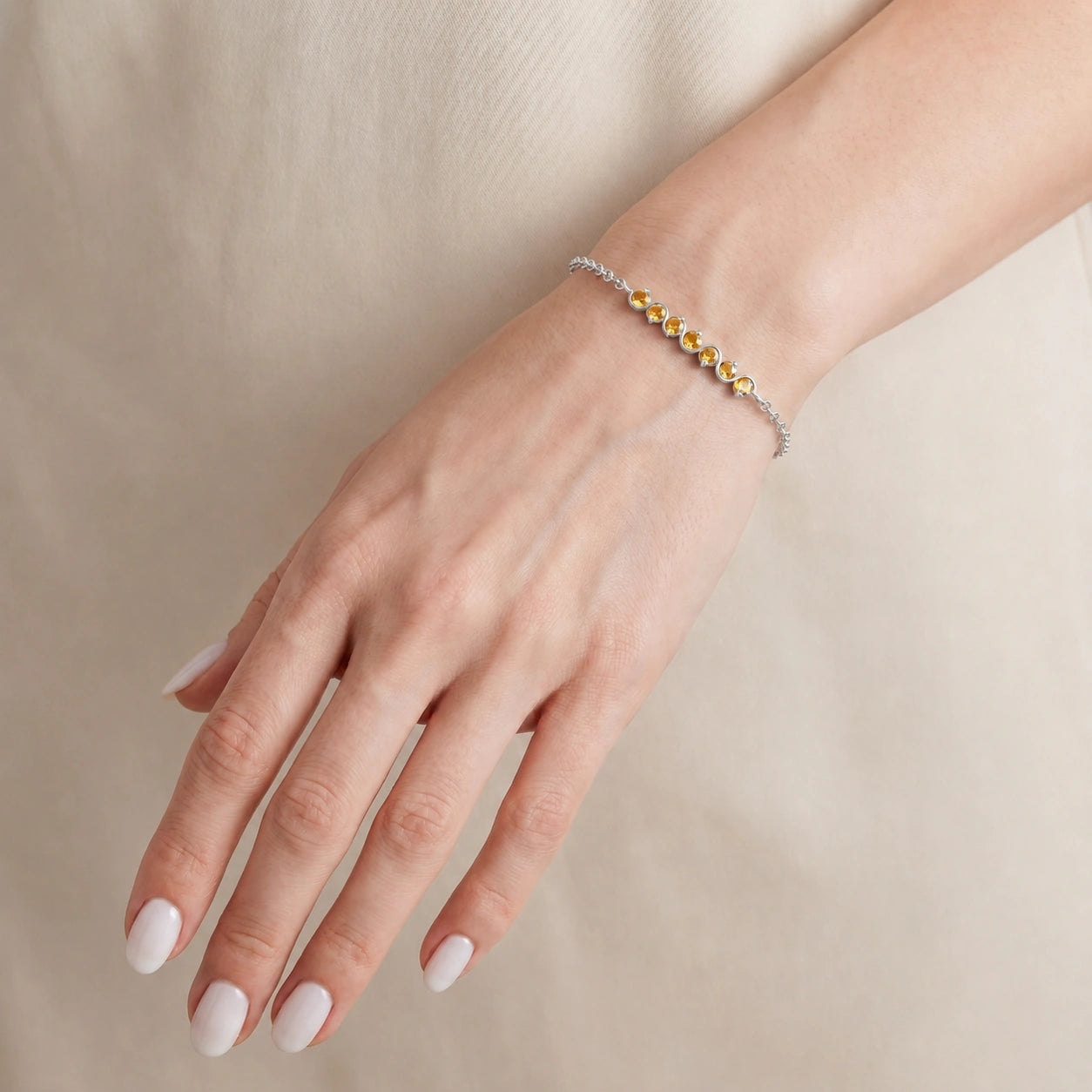 White Gold Bracelet Citrine 10K — Isolina