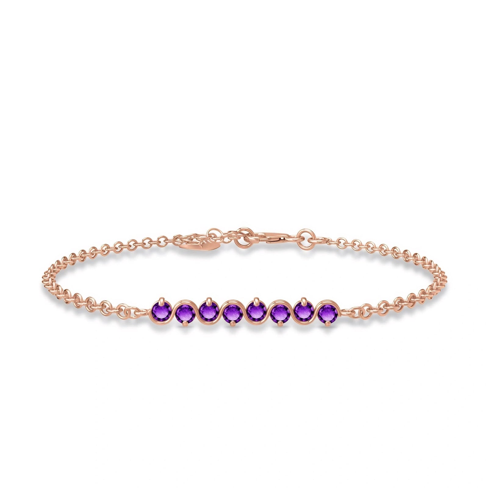 Rose Gold Bracelet Amethyst 10K — Isolina