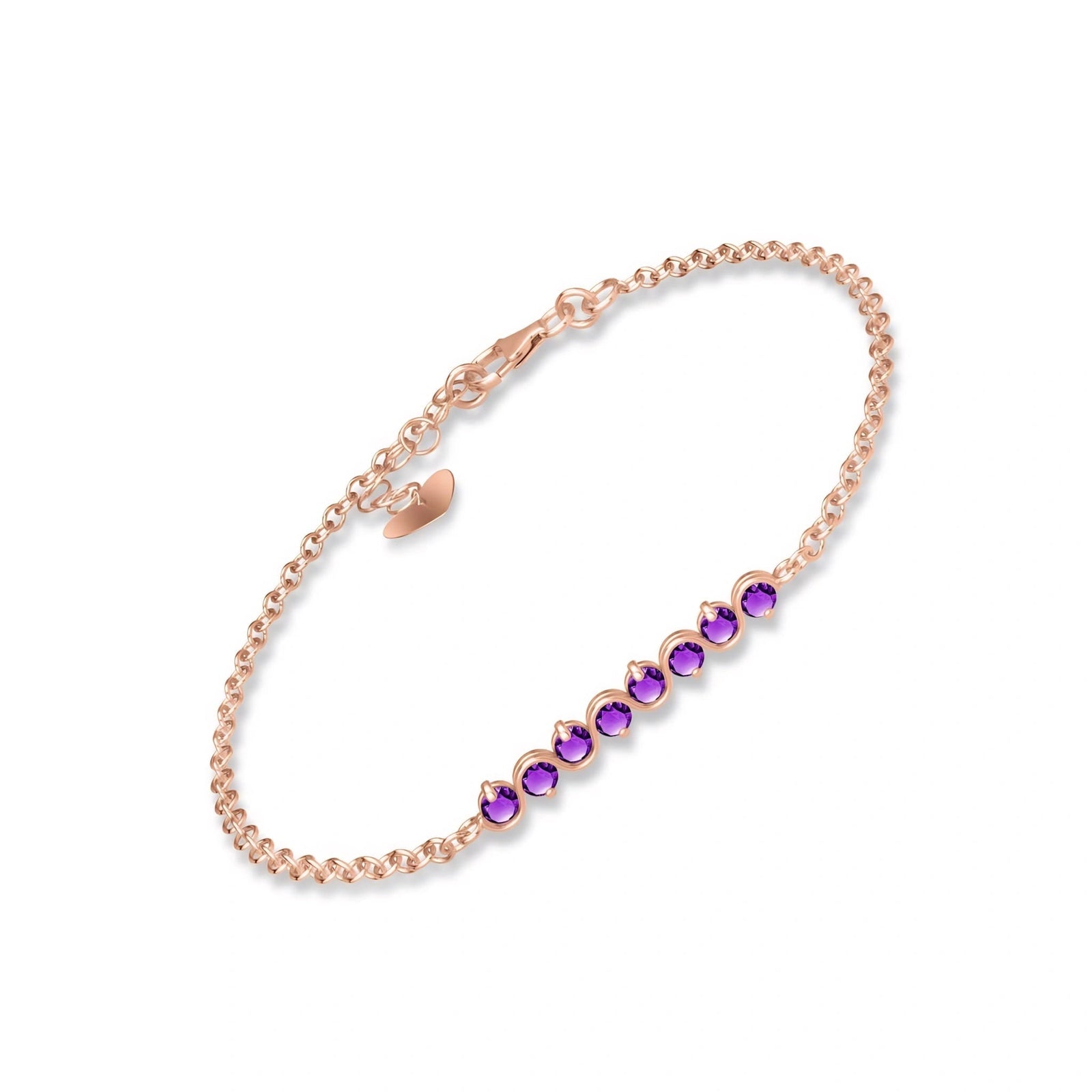 Rose Gold Bracelet Amethyst 10K — Isolina