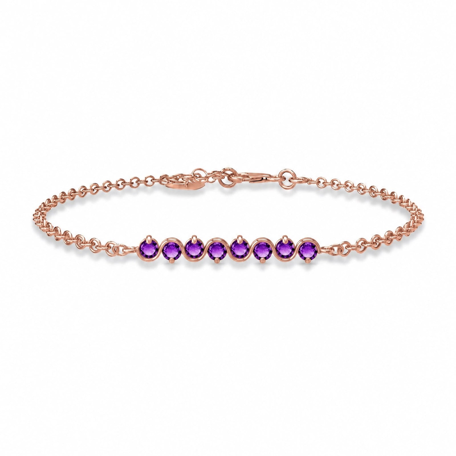 Rose Gold Bracelet Amethyst 10K — Isolina
