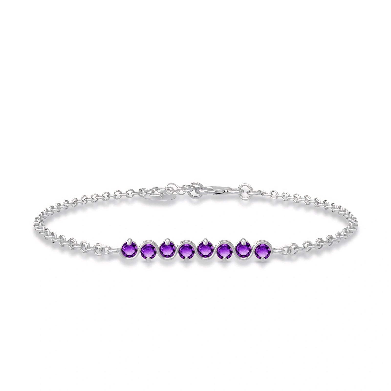 White Gold Bracelet Amethyst 10K — Isolina