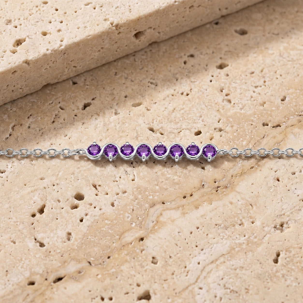 White Gold Bracelet Amethyst 10K — Isolina
