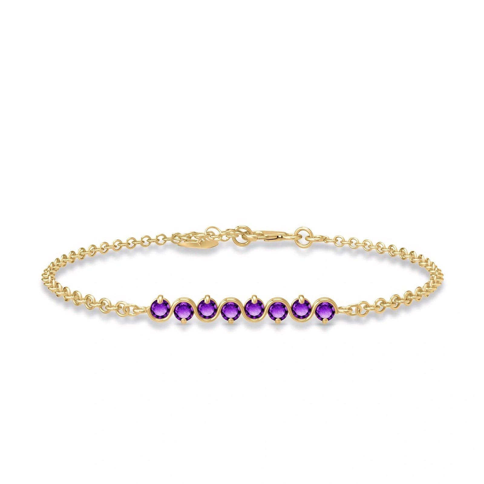 Yellow Gold Bracelet Amethyst 10K — Isolina