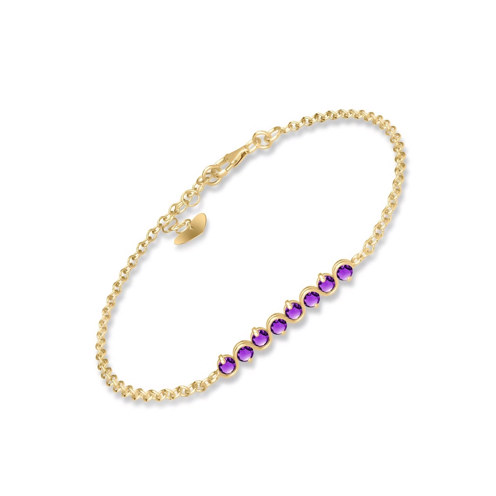 Yellow Gold Bracelet Amethyst 10K — Isolina
