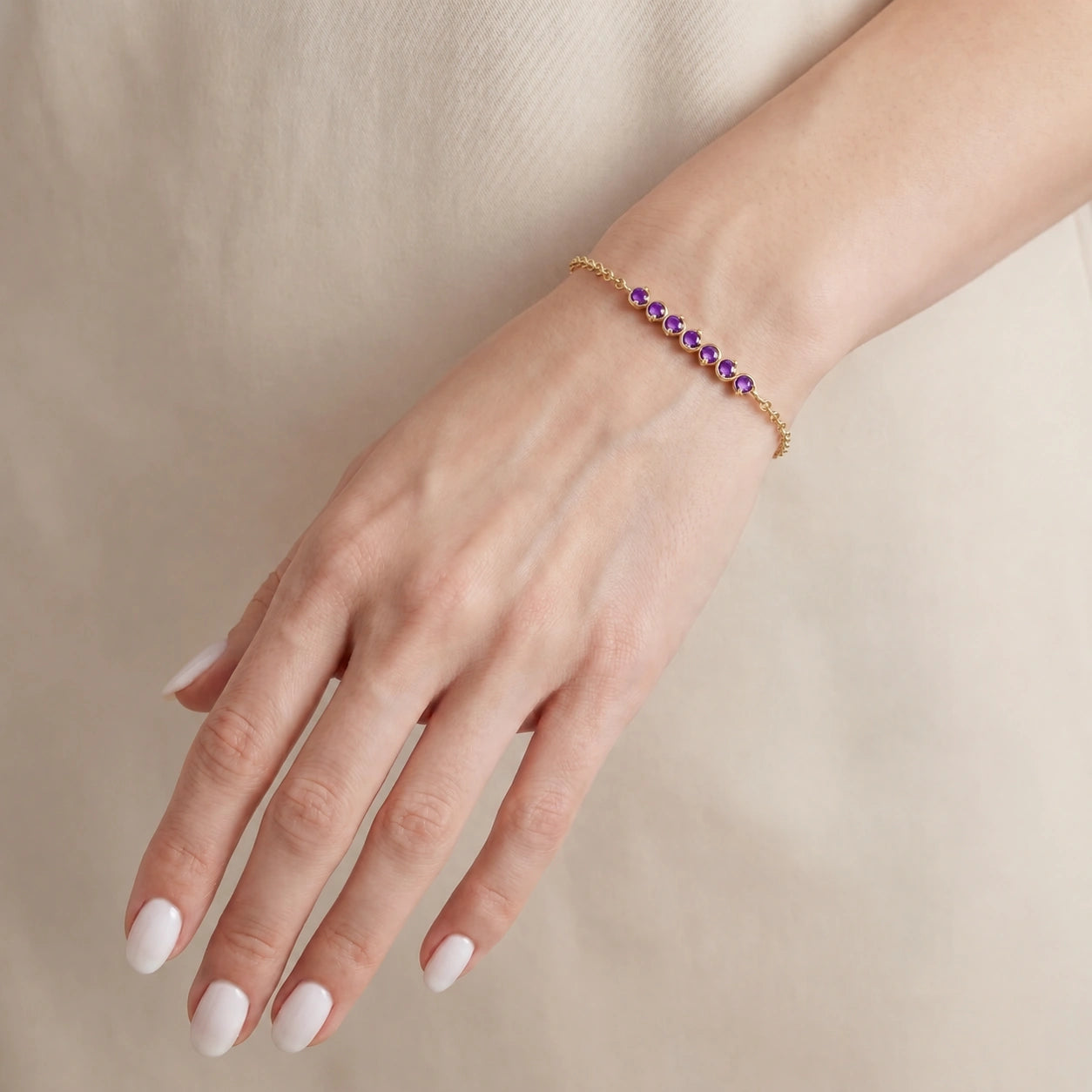 Yellow Gold Bracelet Amethyst 10K — Isolina