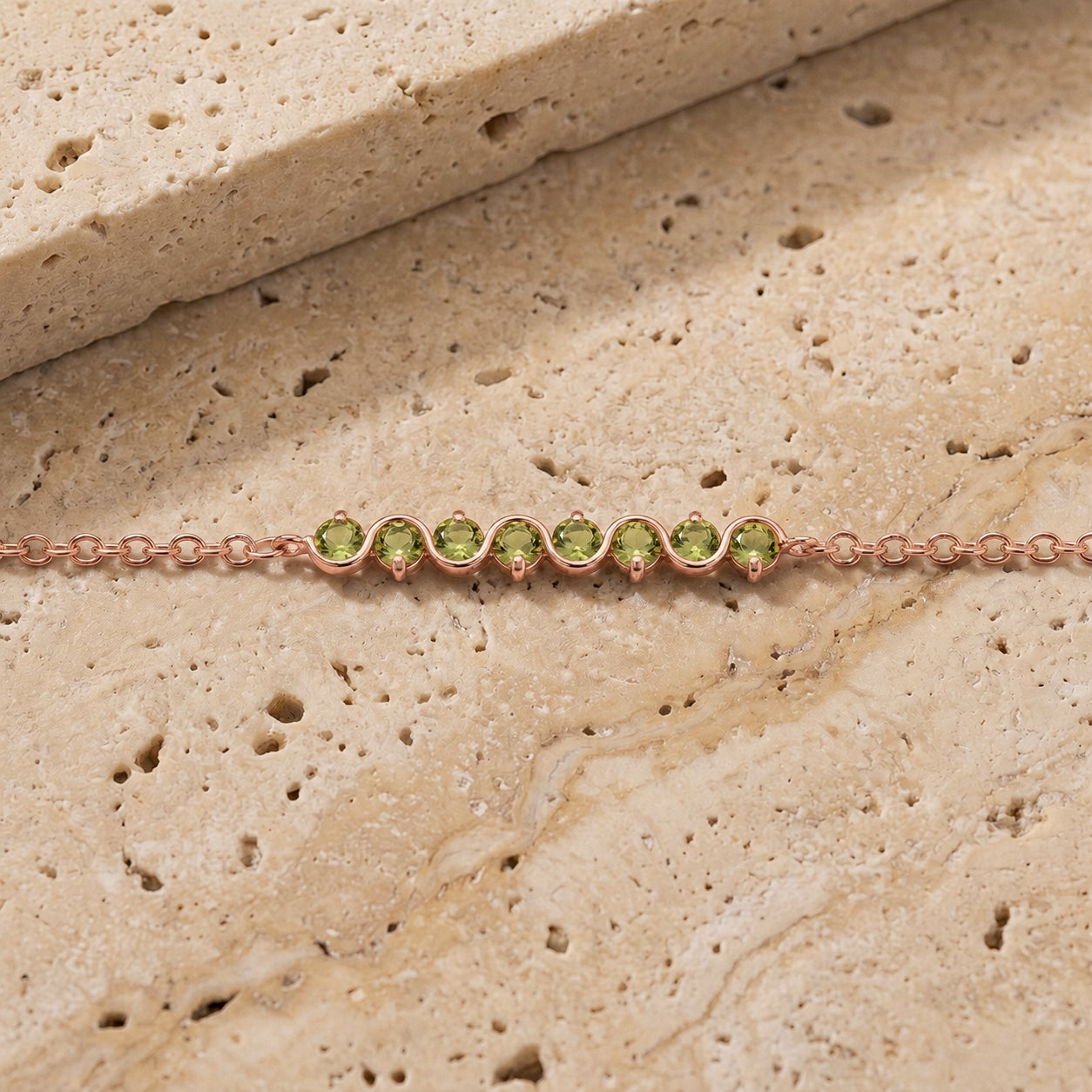 Rose Gold Bracelet Peridot 10K — Isolina