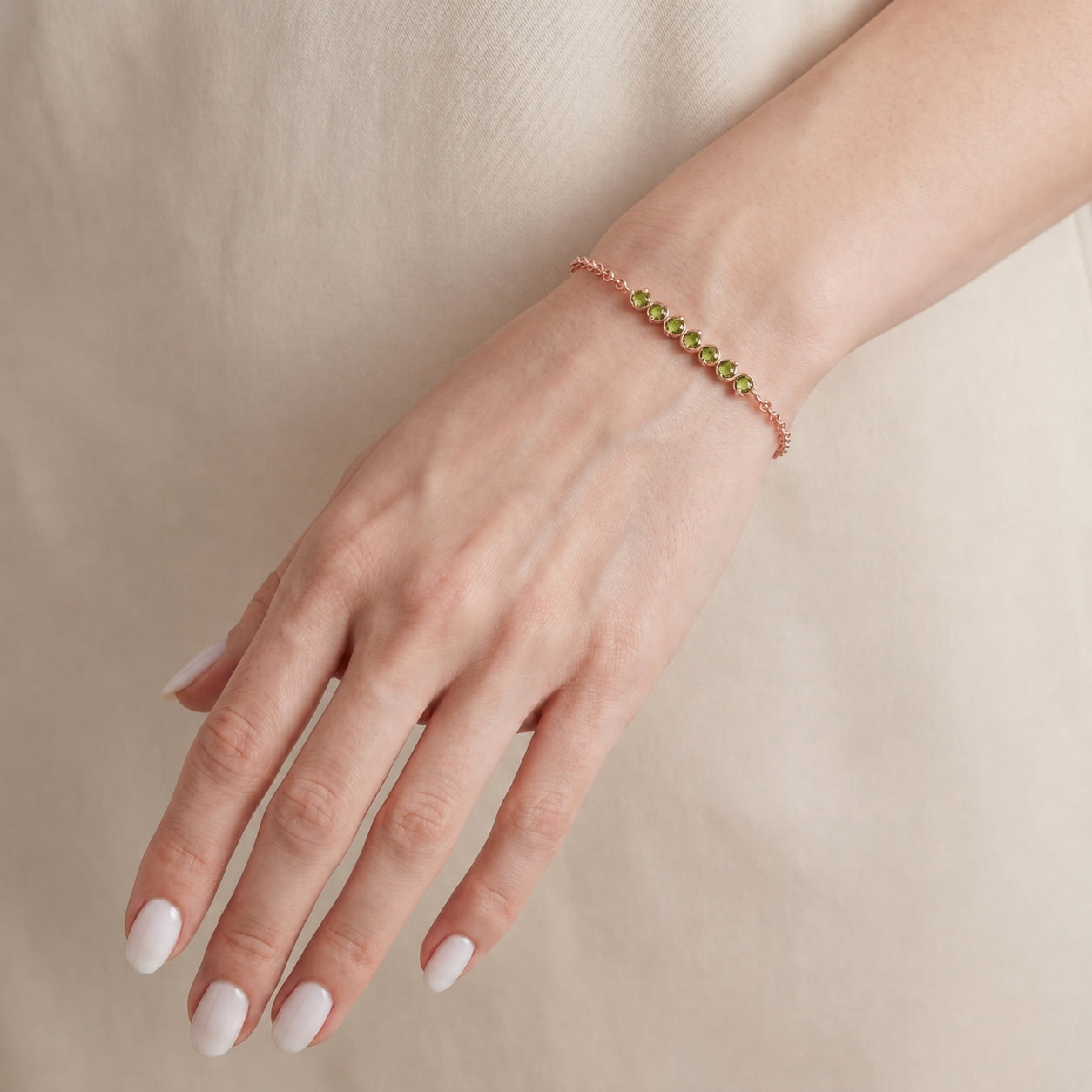 Rose Gold Bracelet Peridot 10K — Isolina