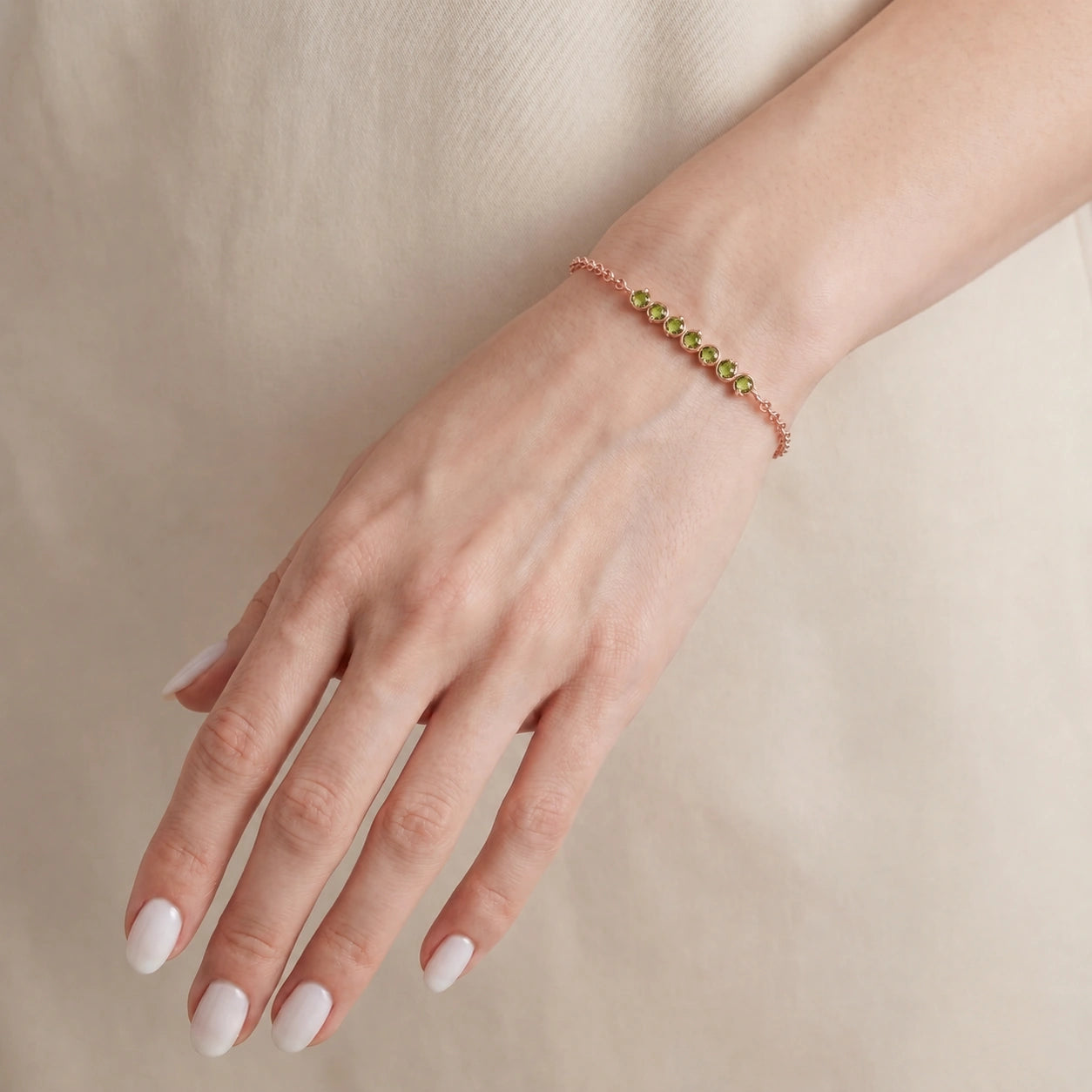 Rose Gold Bracelet Peridot 10K — Isolina
