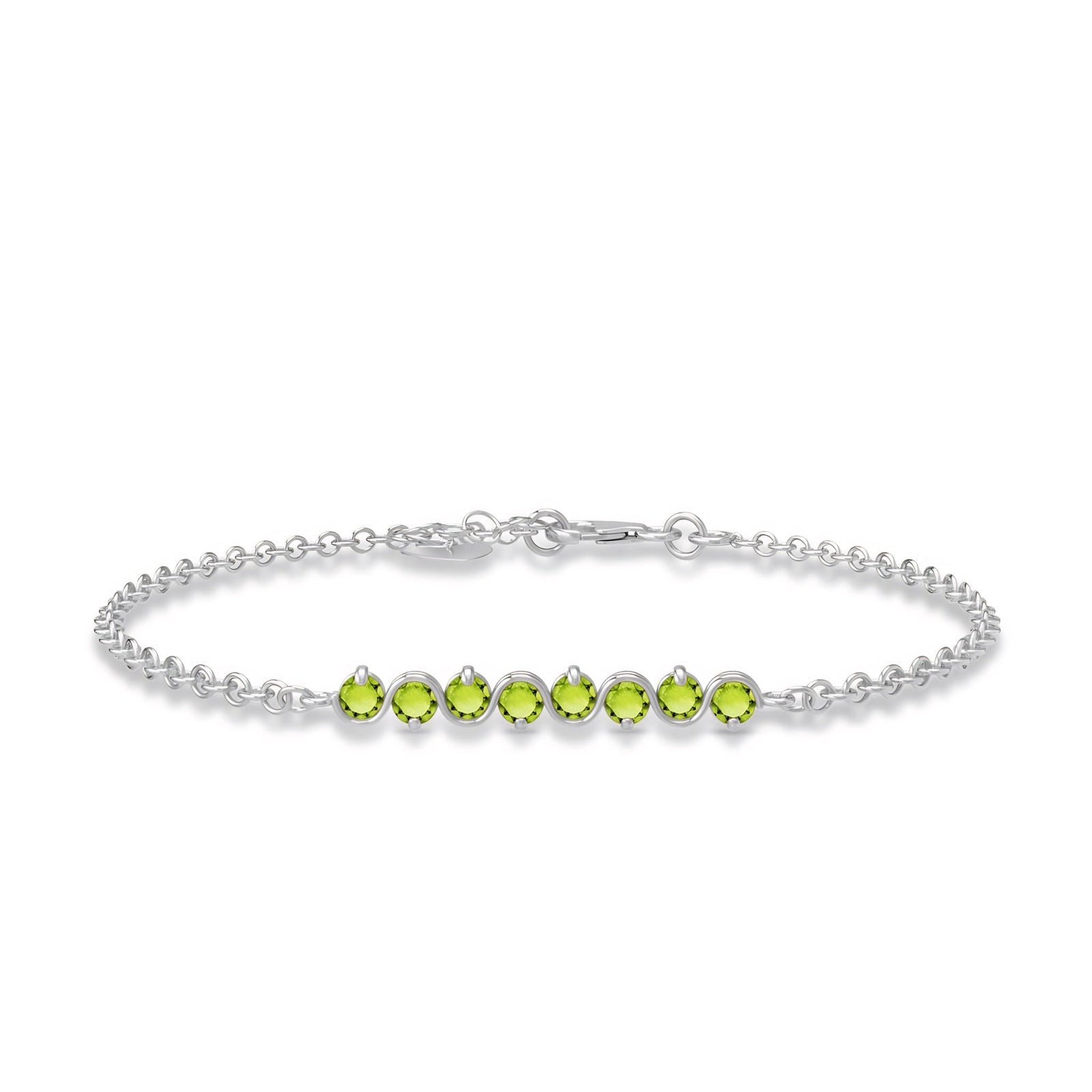 White Gold Bracelet Peridot 10K — Isolina