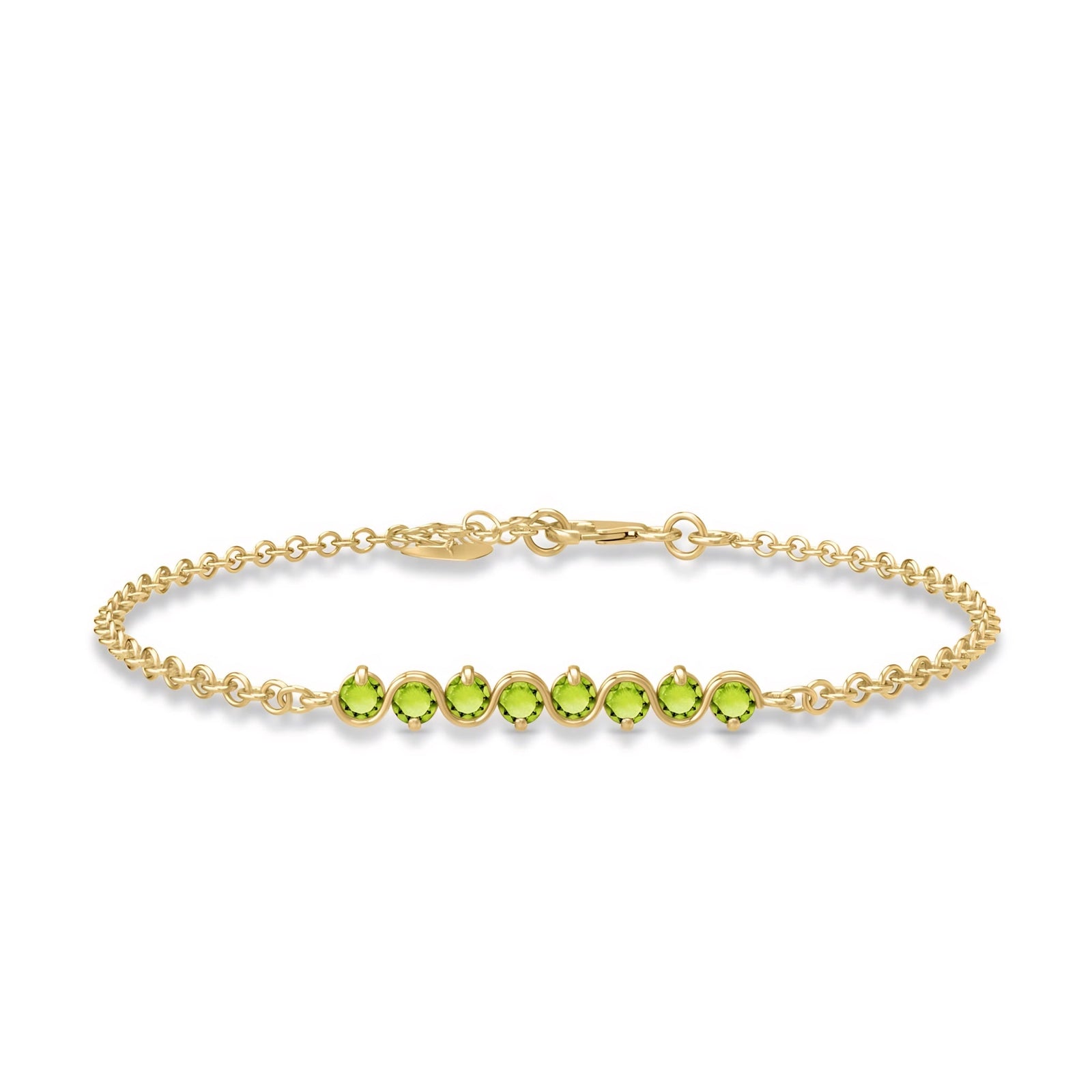 Yellow Gold Bracelet Peridot 10K — Isolina