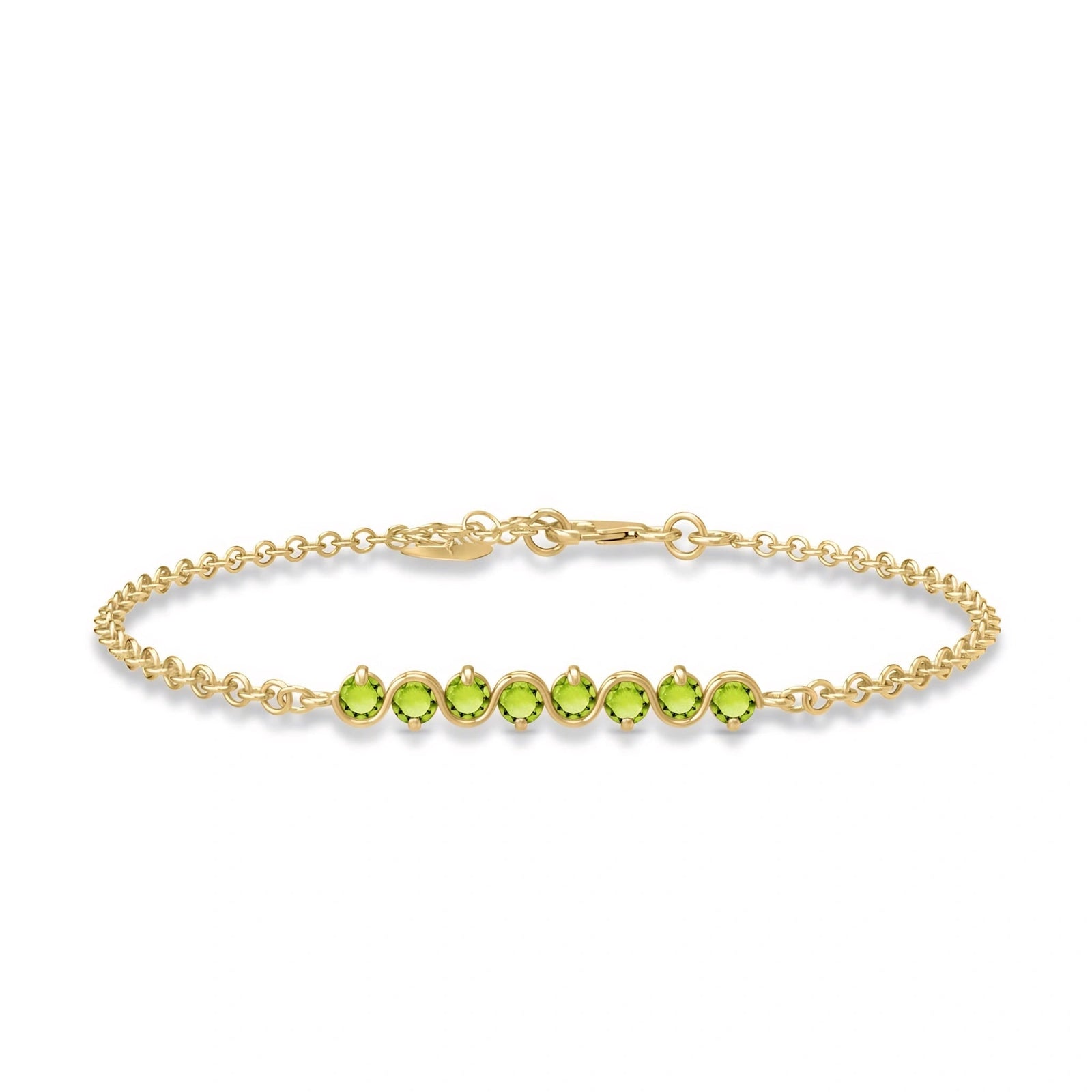 Yellow Gold Bracelet Peridot 10K — Isolina