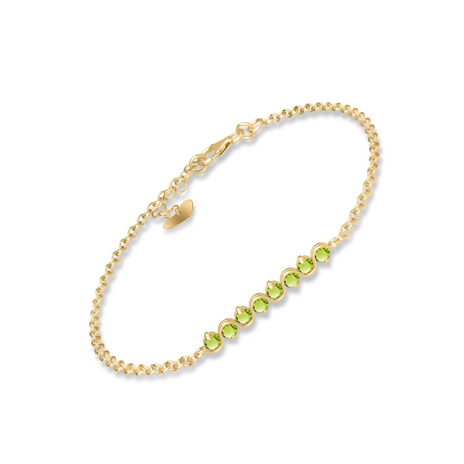 Yellow Gold Bracelet Peridot 10K — Isolina