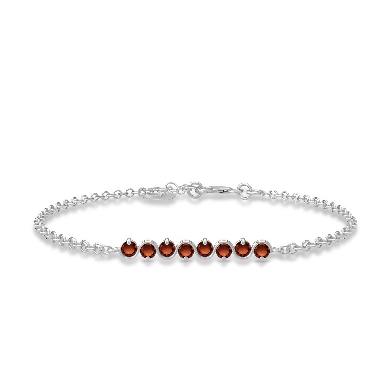 White Gold Bracelet Garnet 10K — Isolina