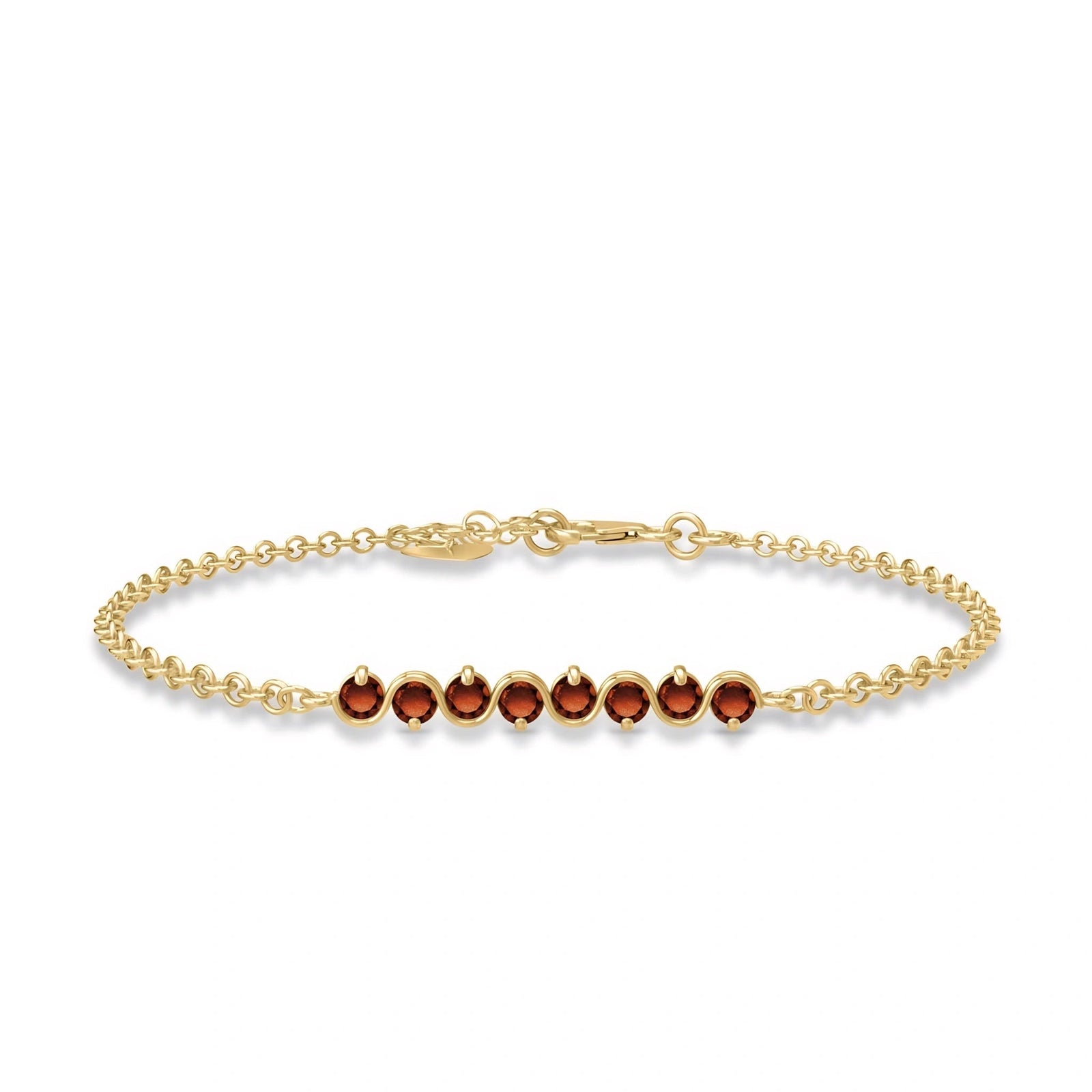 Yellow Gold Bracelet Garnet 10K — Isolina